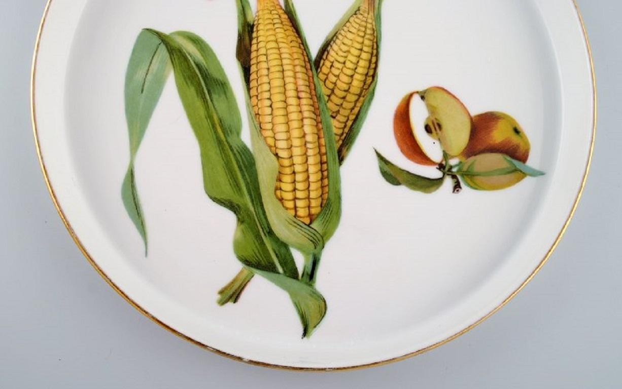 English Royal Worcester, England, Six Round Porcelain Dishes Decorated with Corn Cobs For Sale