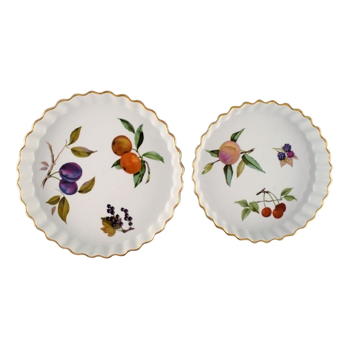 Royal Worcester, Inghilterra, Due piatti da torta Evesham in porcellana, anni '80
