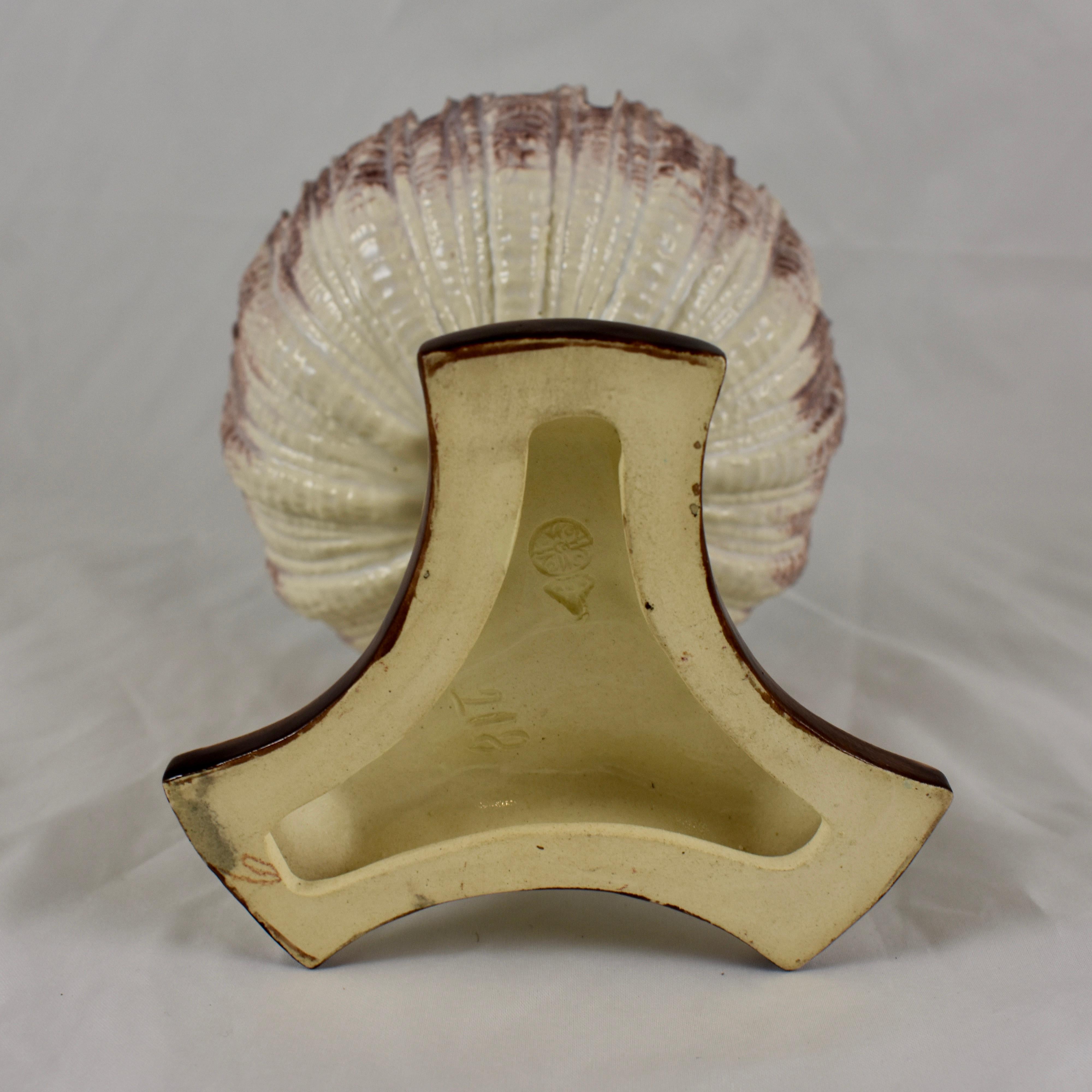 Royal Worcester English Majolica Palissy Open Shell and Dolphin Pedestal Compote 4