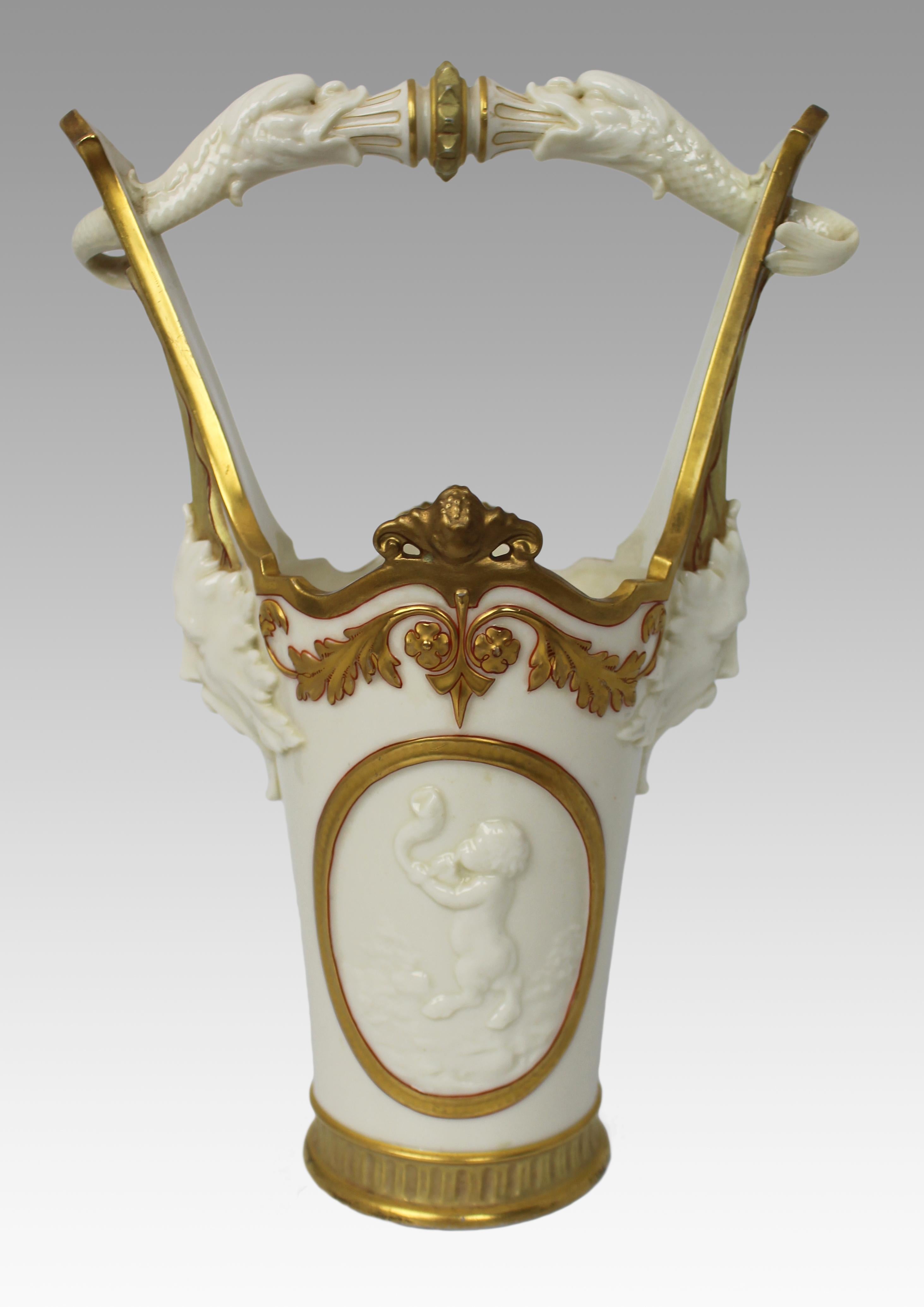 Porcelain Royal Worcester Exhibition Vase, 1884 For Sale