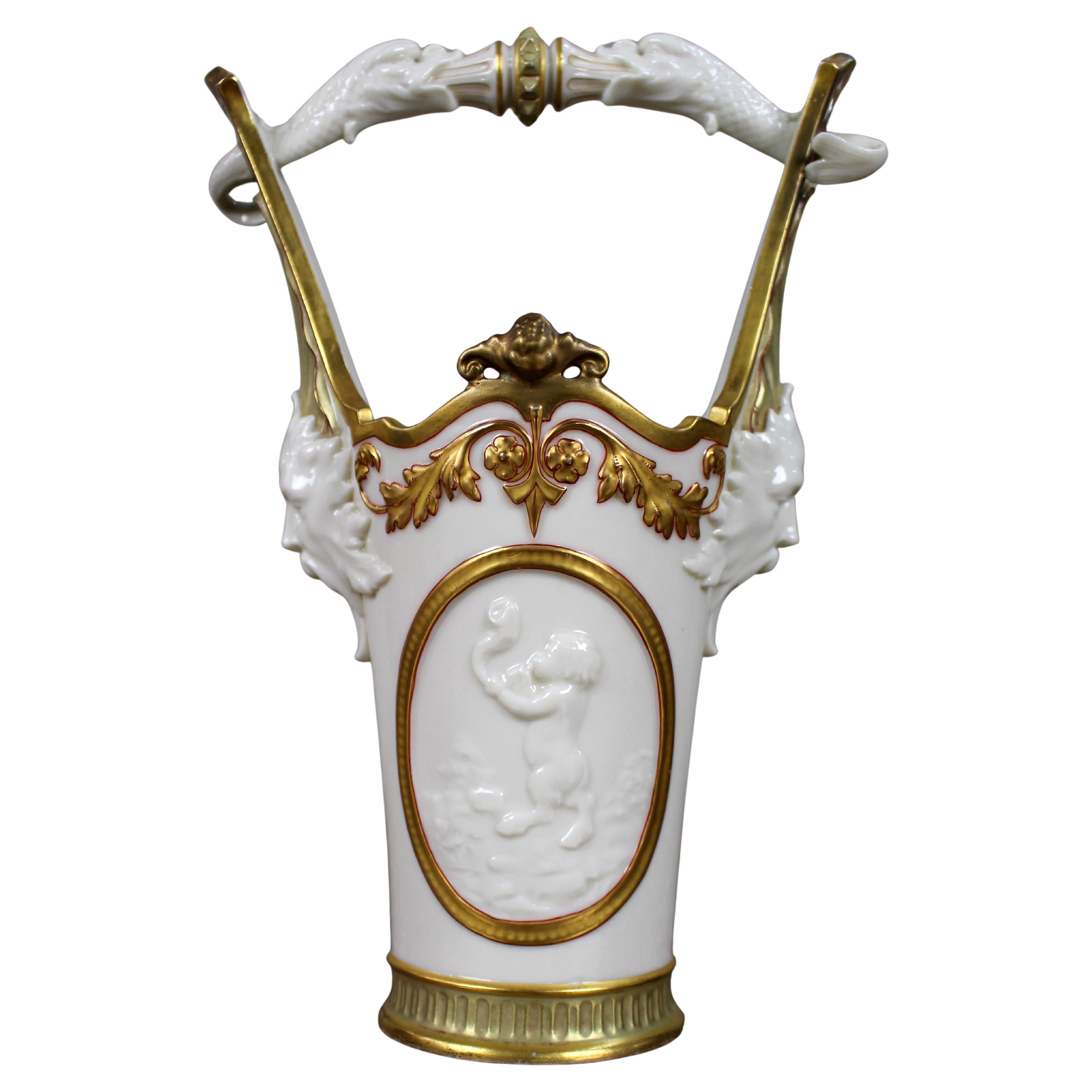 Royal Worcester Exhibition Vase – Retailed by A.B. Daniell & Son, 1884 For Sale