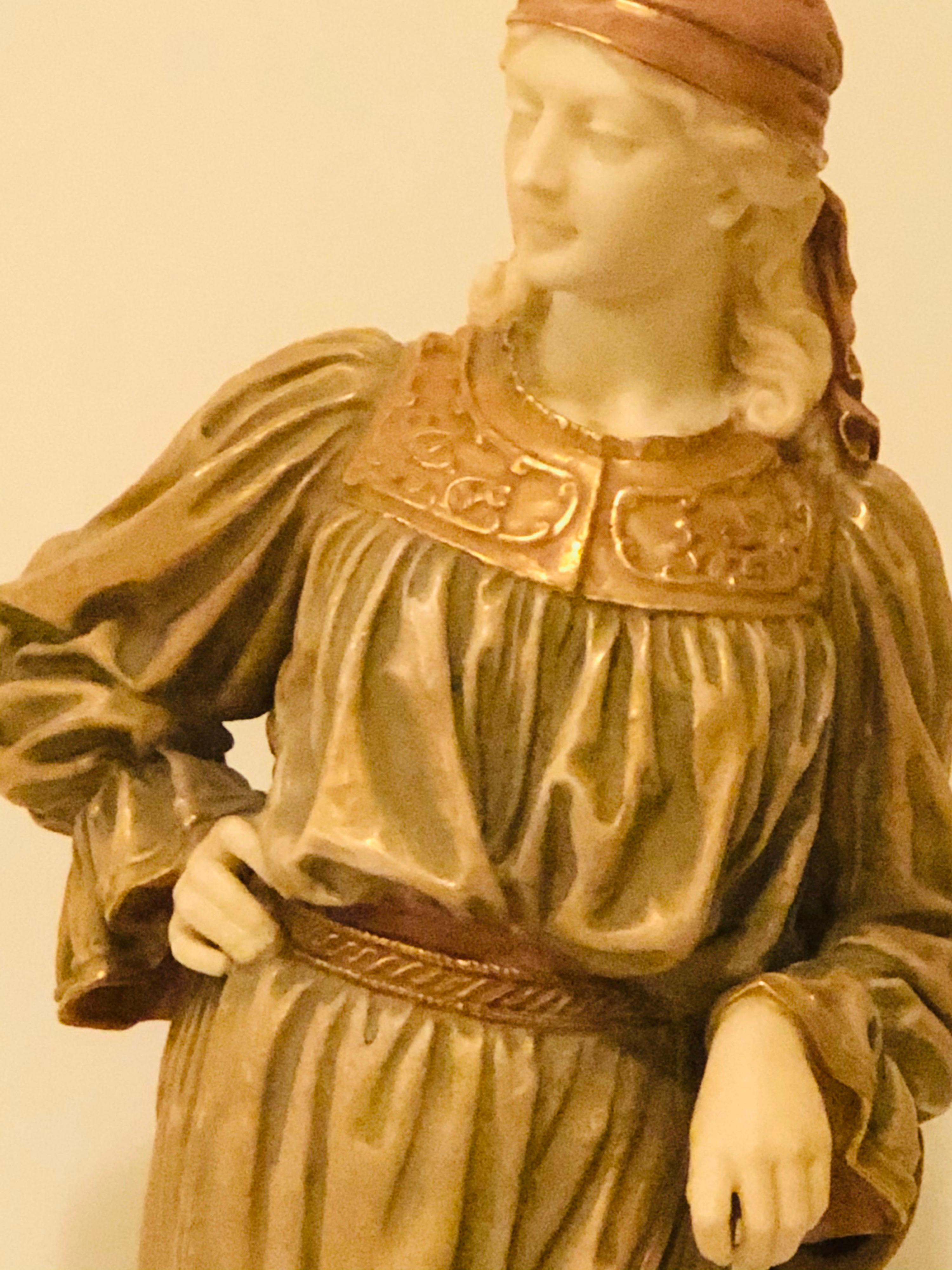 Royal Worcester Figure of a Lady Gardener Wearing a Flowing Dress and Hat 1