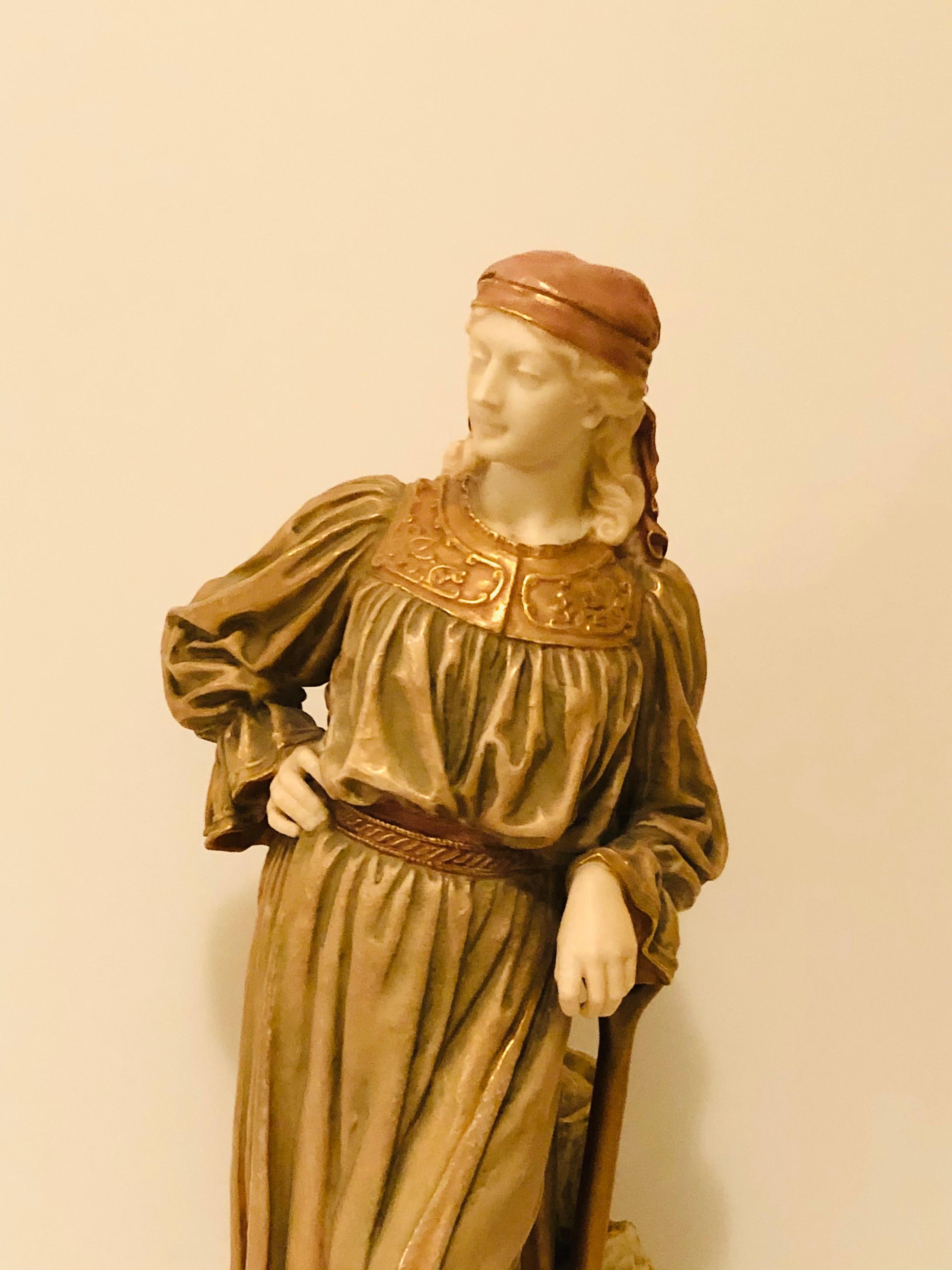 Royal Worcester Figure of a Lady Gardener Wearing a Flowing Dress and Hat 2