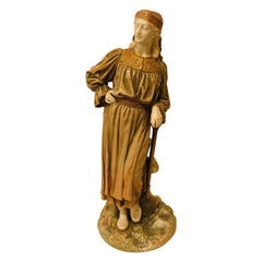 Royal Worcester Figure of a Lady Gardener Wearing a Flowing Dress and Hat
