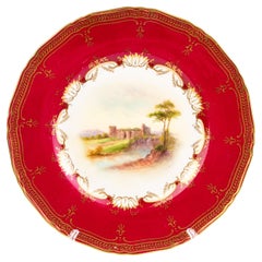 Antique Royal Worcester Fine Porcelain Plate Depicting Castle