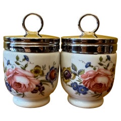 Royal Worcester Flower Print Egg Coddlers Pair