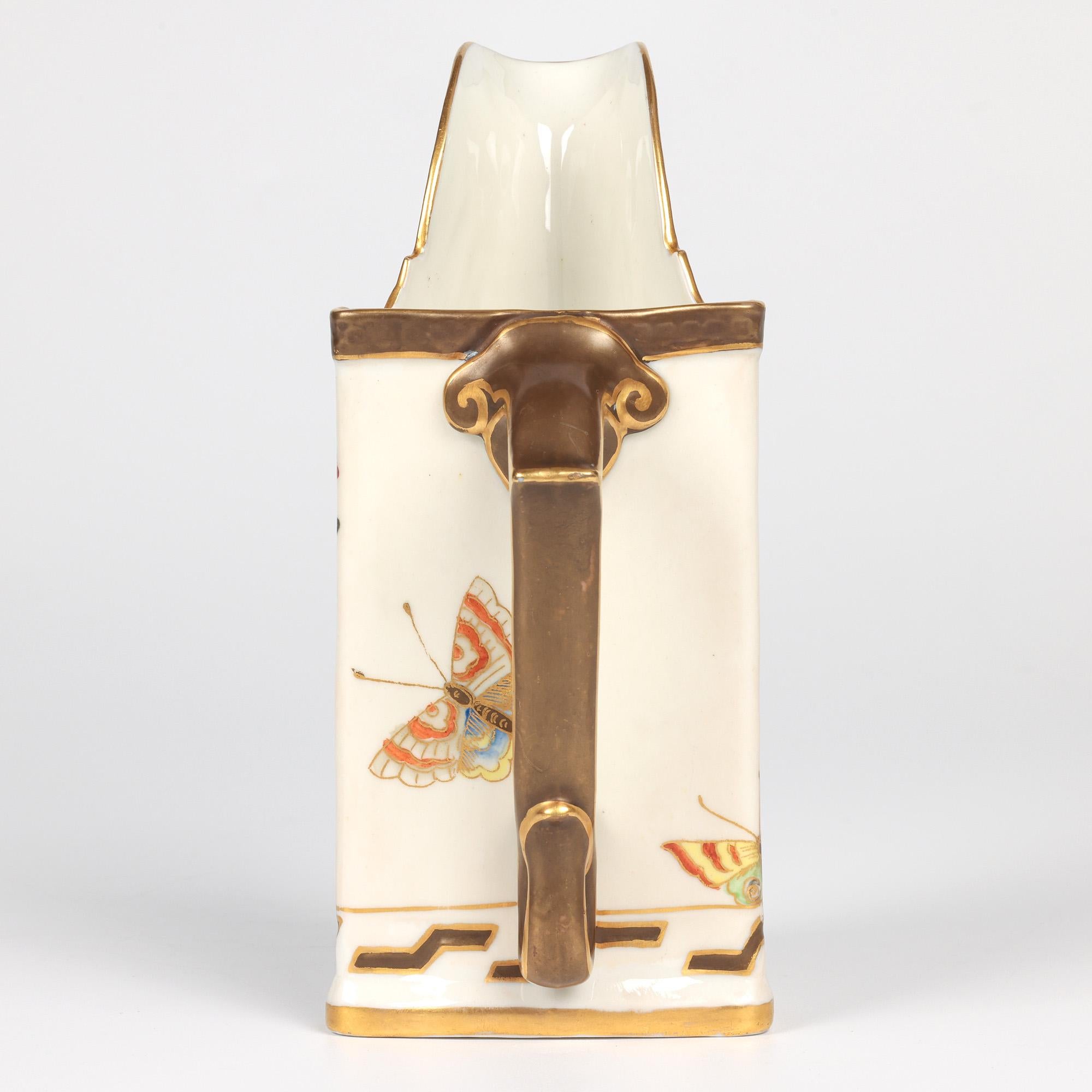 Royal Worcester for USA Market Aesthetic Movement Floral Triangular Jug For Sale 3