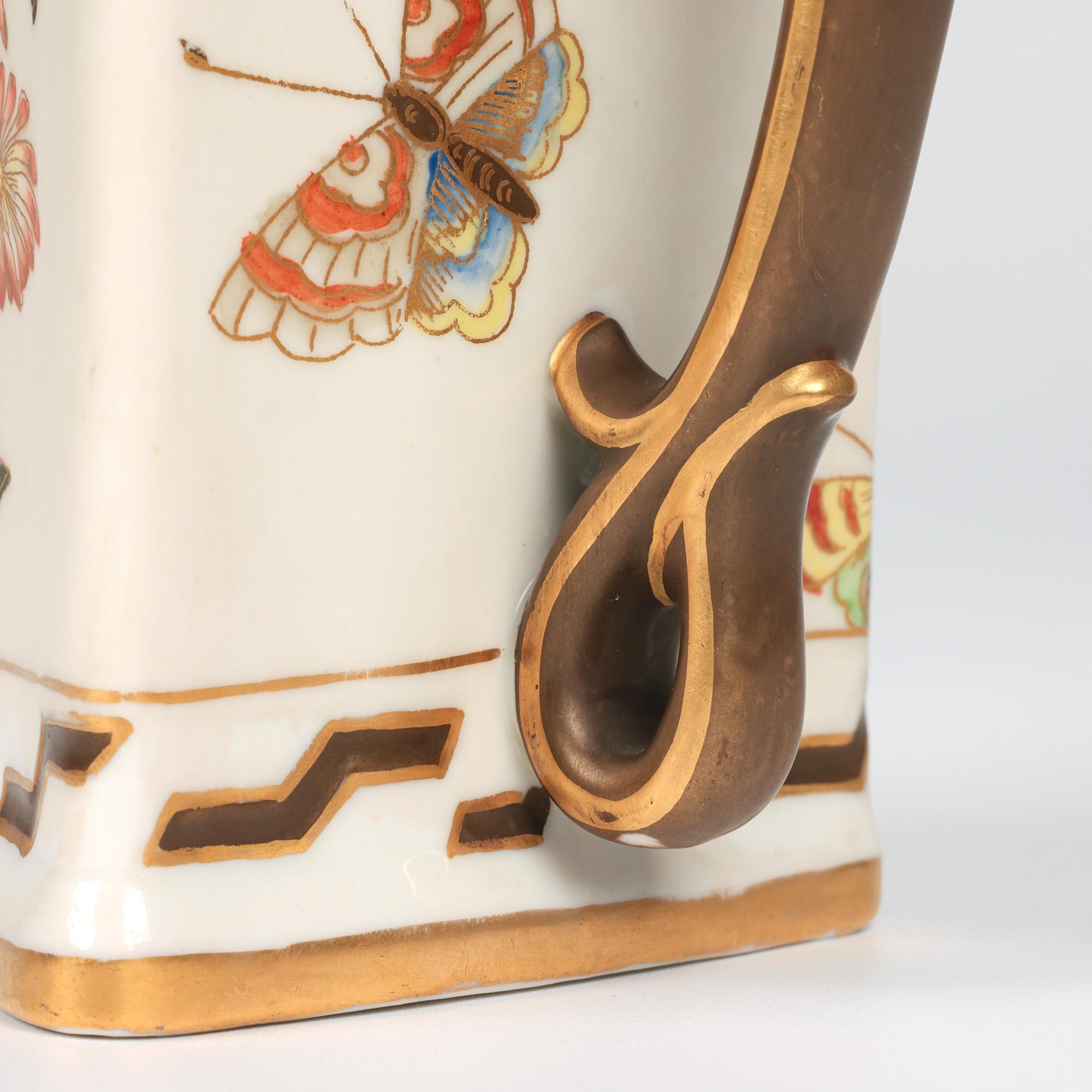 Royal Worcester for USA Market Aesthetic Movement Floral Triangular Jug For Sale 6
