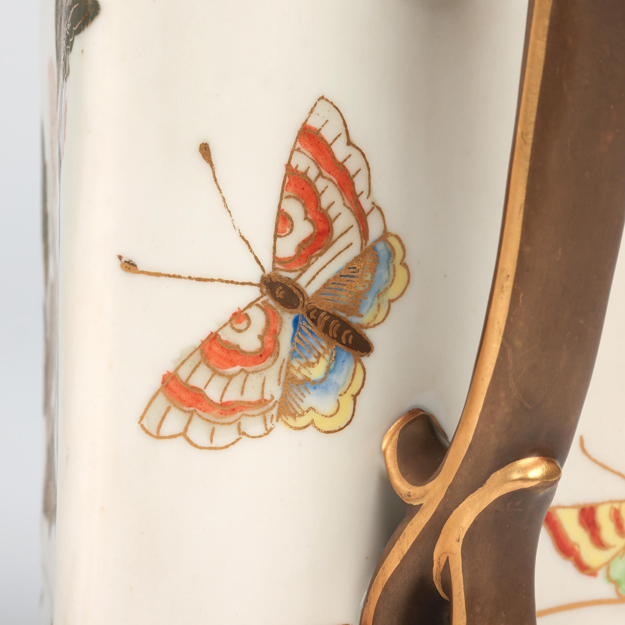 Royal Worcester for USA Market Aesthetic Movement Floral Triangular Jug For Sale 7