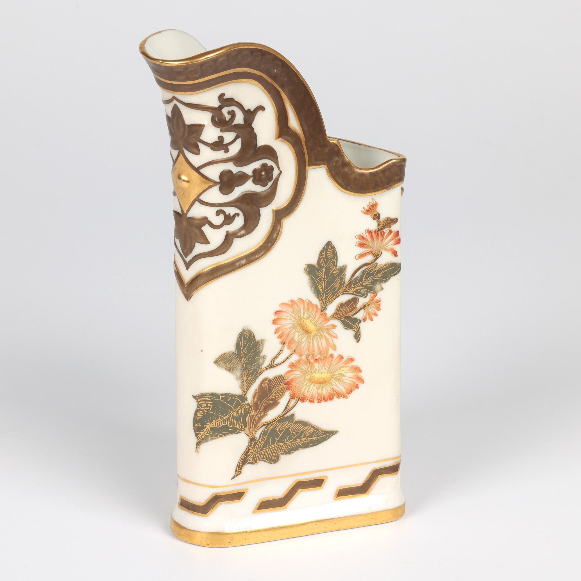 Royal Worcester for USA Market Aesthetic Movement Floral Triangular Jug For Sale 9