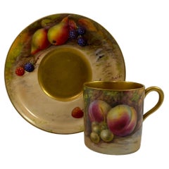 Royal Worcester ‘Fruit’ Coffee Can and Saucer, Dated 1924