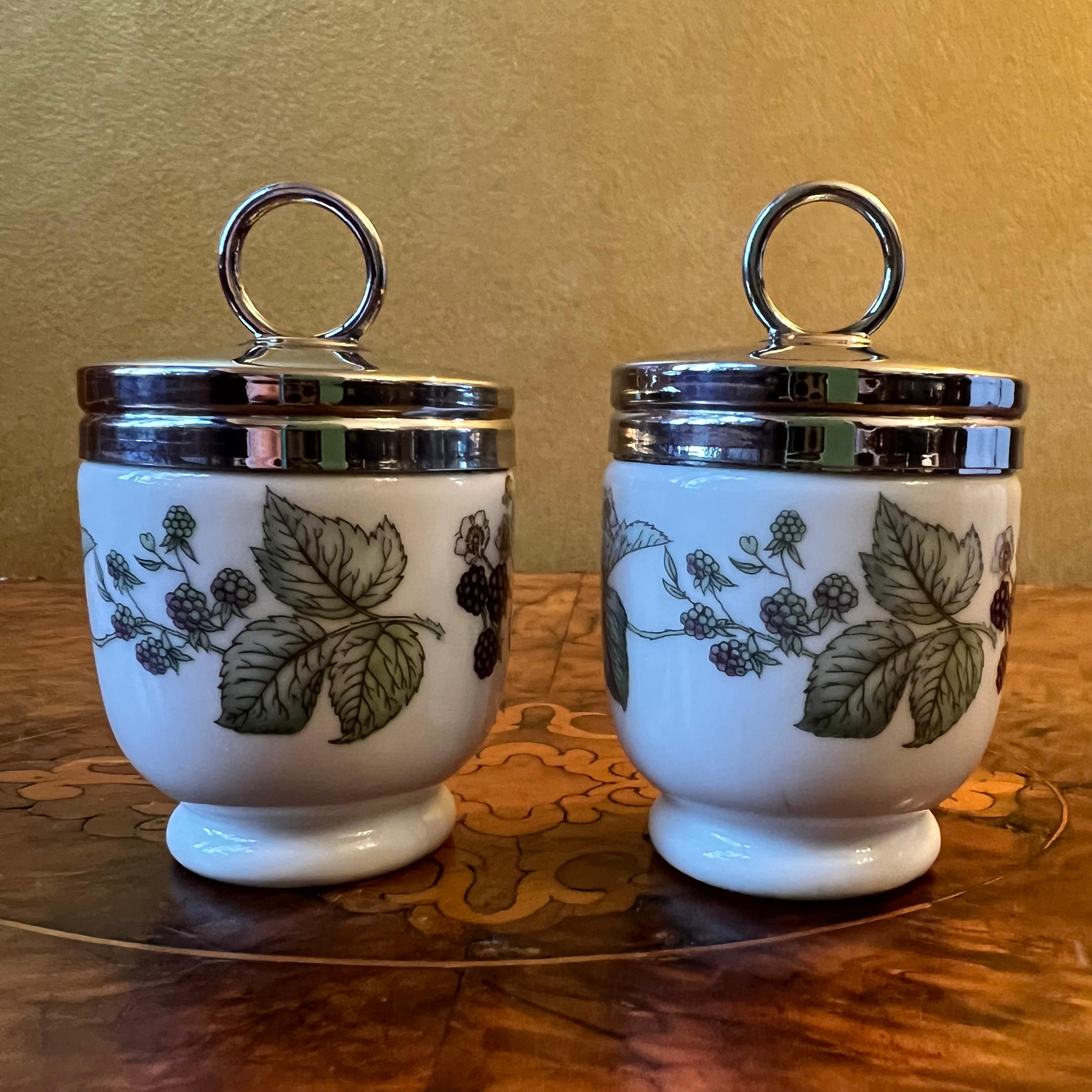Royal Worcester Fruit Print Egg Coddlers Pair In Good Condition For Sale In EDENSOR PARK, NSW