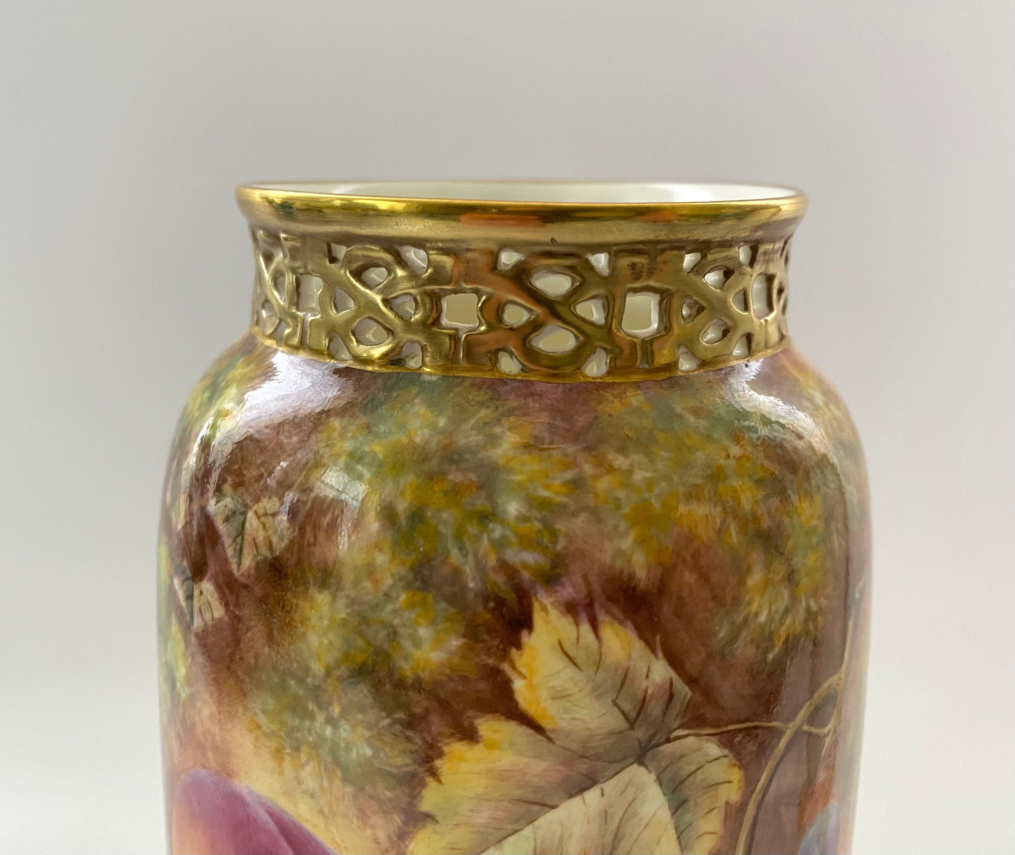Late 20th Century Royal Worcester Fruit vases, signed David J. Scyner. For Sale