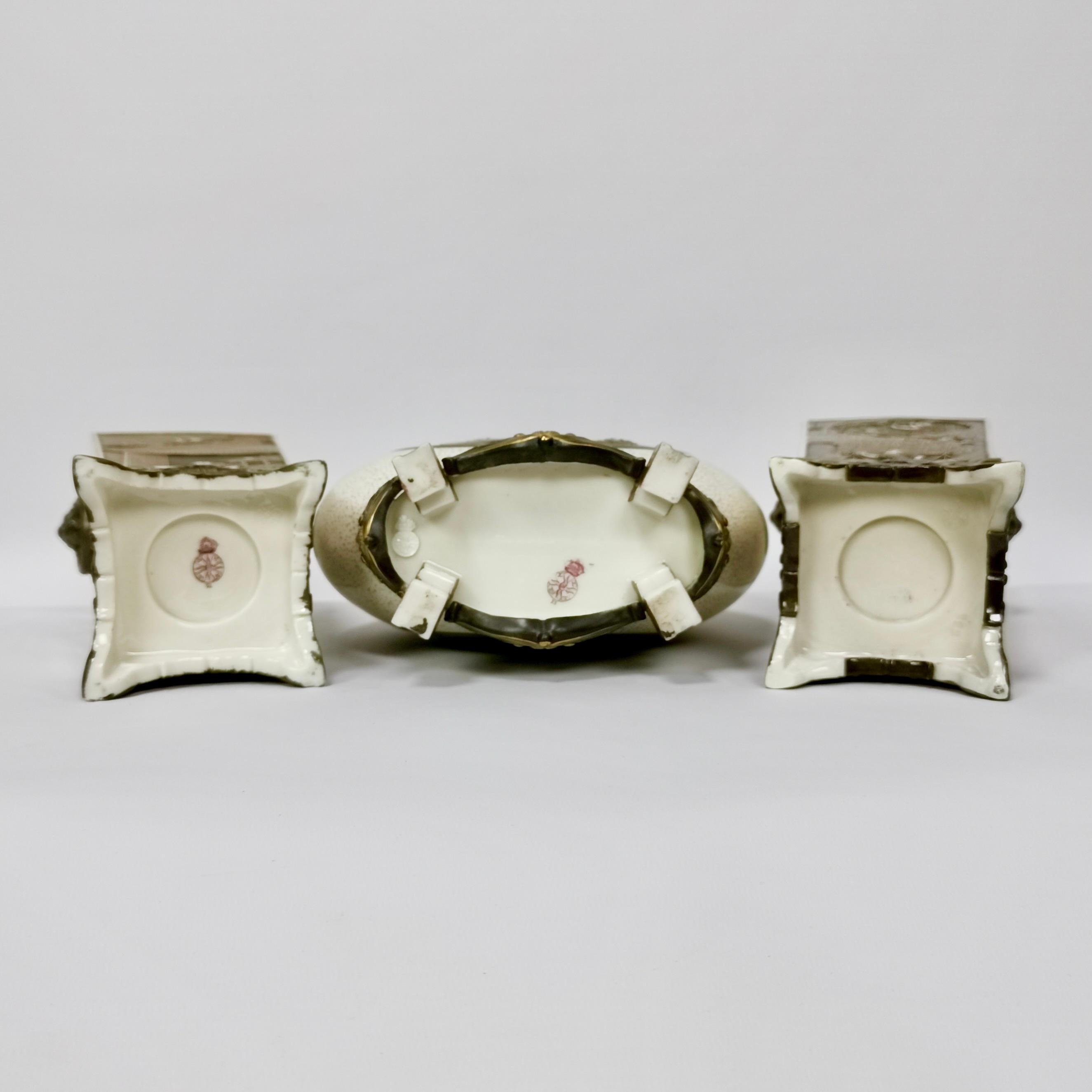 Royal Worcester Garniture of 3 Vases, Japan style, Hadley and Callowhill, 1873 11