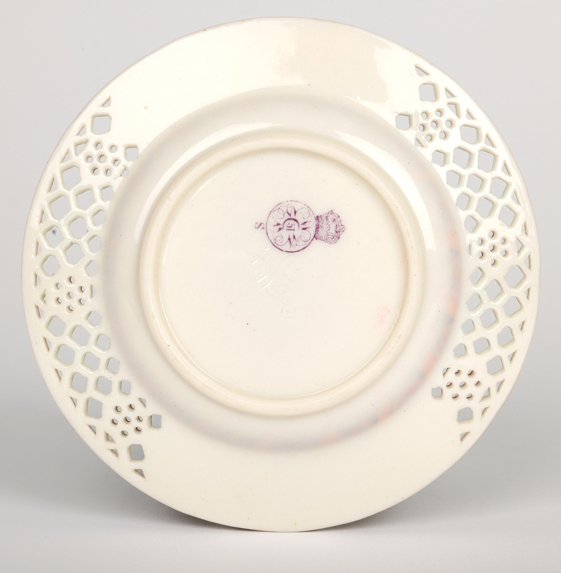 Royal Worcester George Owen Reticulated Beadwork Cup and Saucer For Sale 3