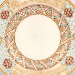 Royal Worcester George Owen Taza y Plato de Abalorios Reticulados