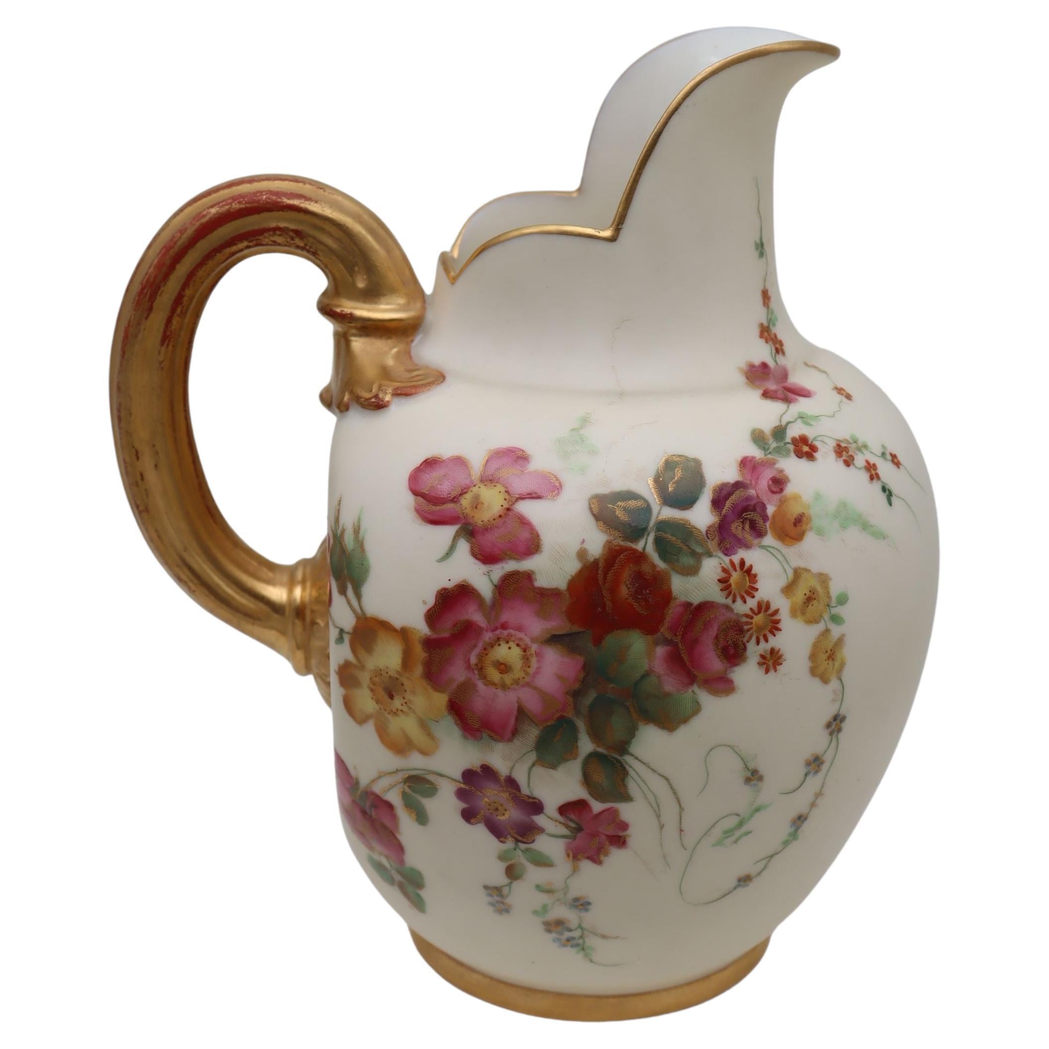 Royal Worcester Hand Coloured Pitcher For Sale