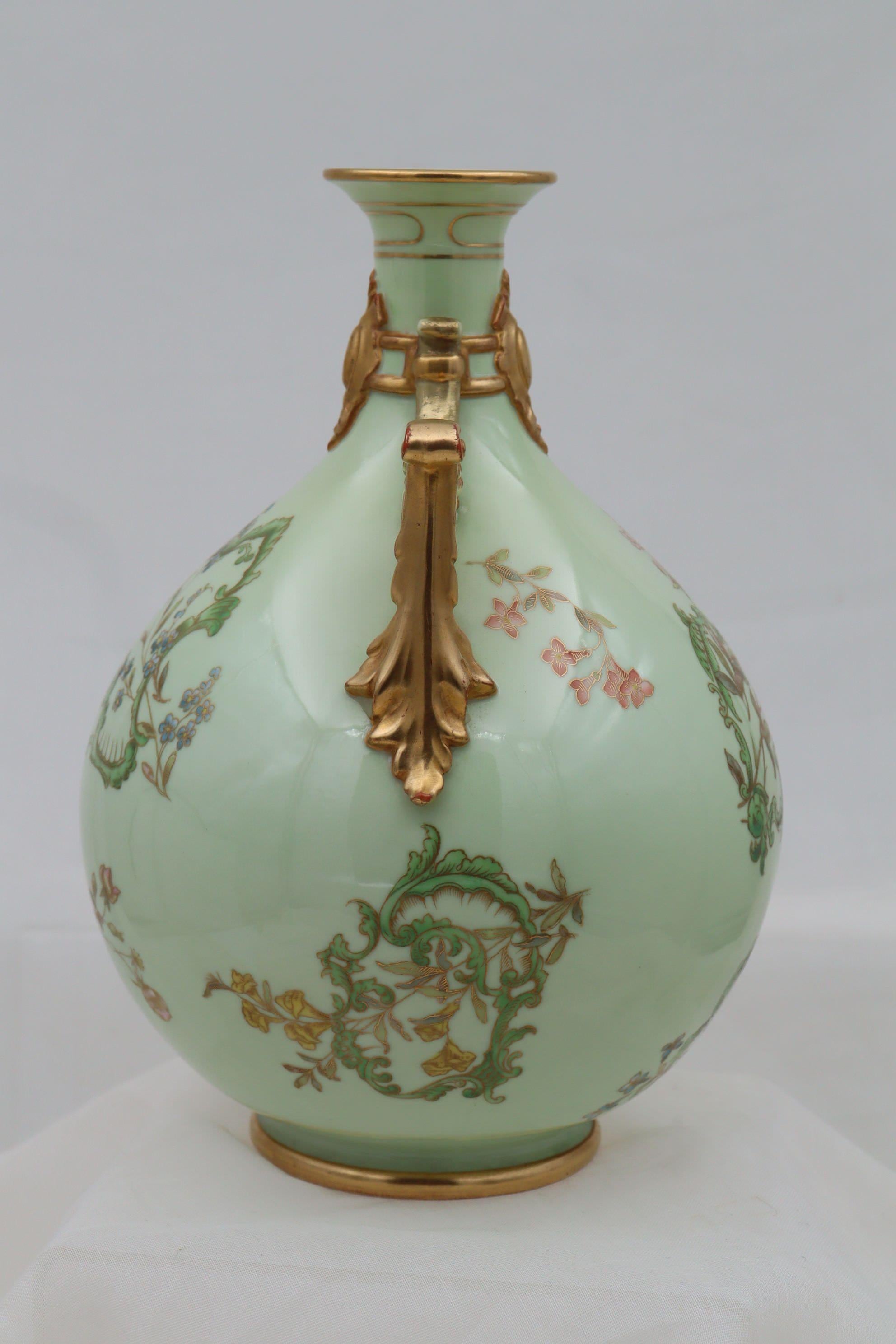 Late Victorian Royal Worcester hand painted and gilded two handled vase For Sale