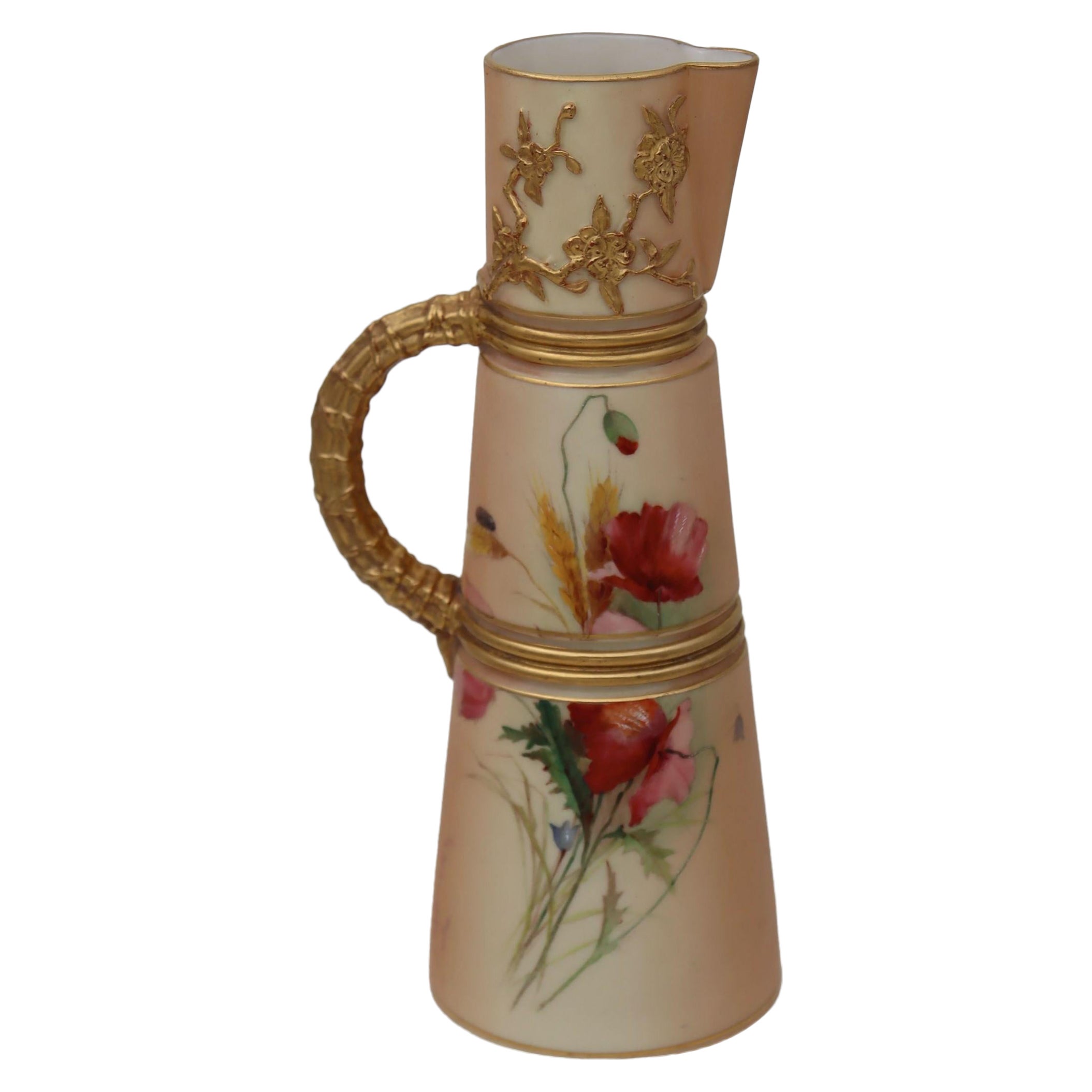 Royal Worcester Hand Painted Claret Jug For Sale