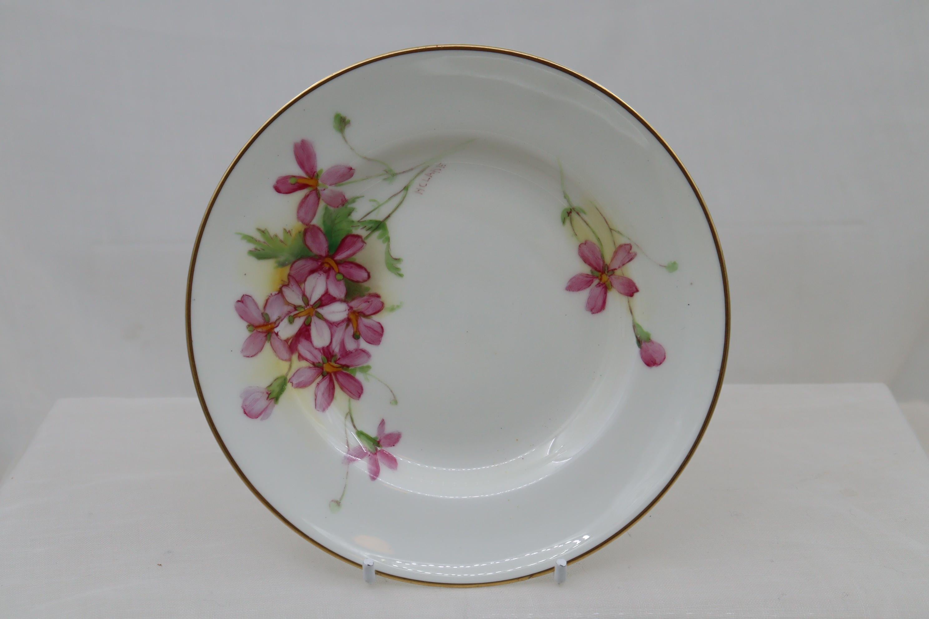 English Royal Worcester hand painted cup, saucer and plate signed H Clare For Sale