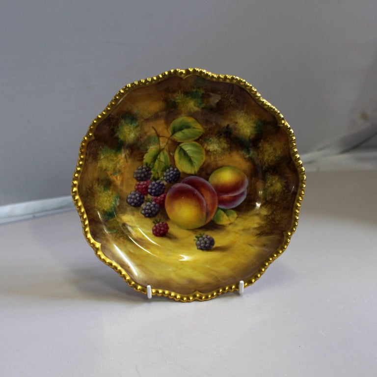 Royal Worcester Hand-Painted Fruit J. Smith Peaches and Blackberries For Sale at 1stDibs