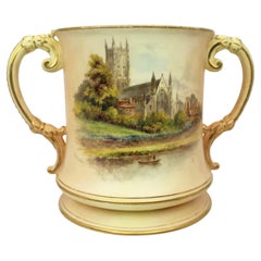 Antique Royal Worcester Hand-Painted Loving Cup – Worcester Cathedral