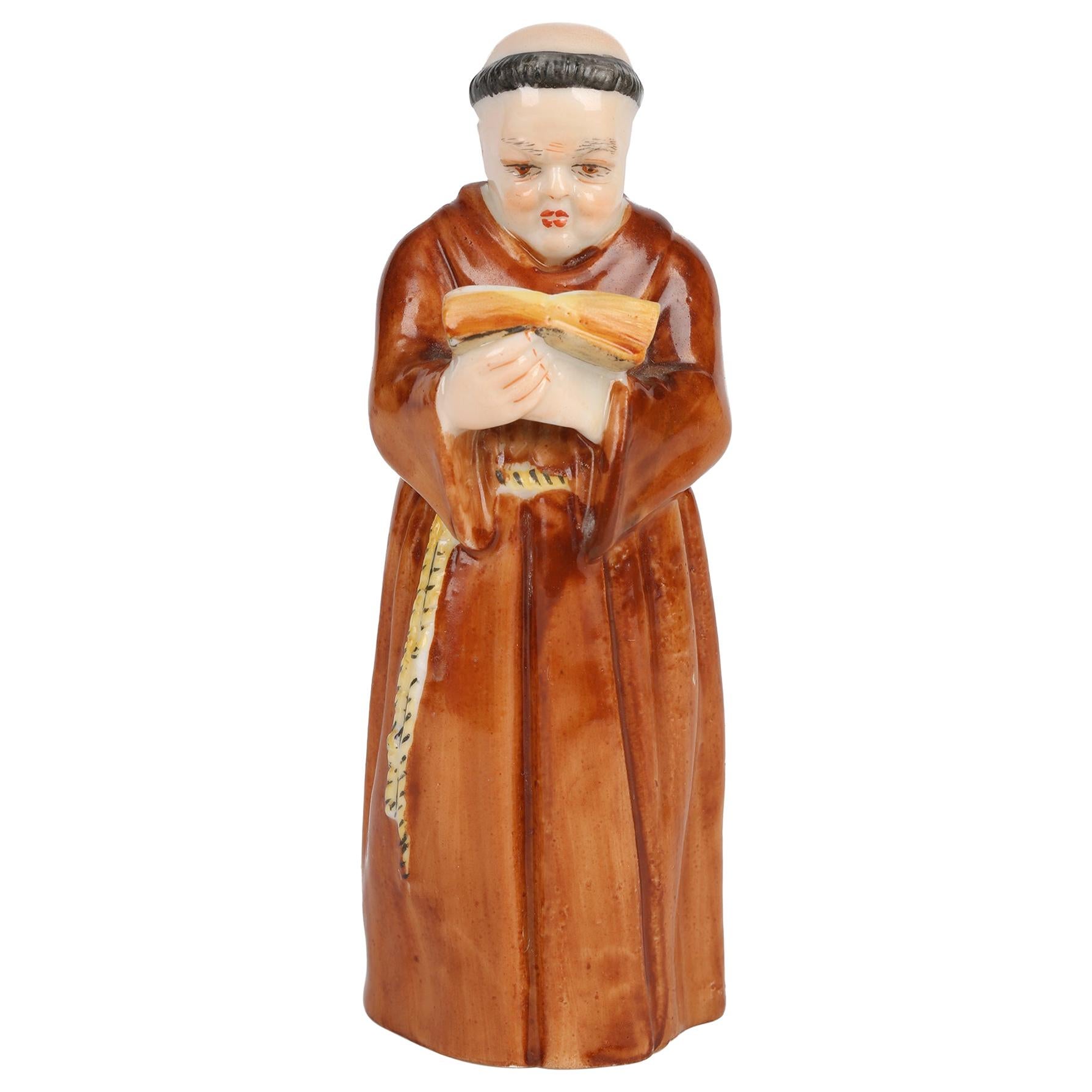 Royal Worcester Hand Painted Porcelain Figural Monk Candle Snuffer For Sale