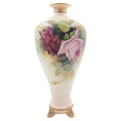 Royal Worcester hand painted porcelain vase