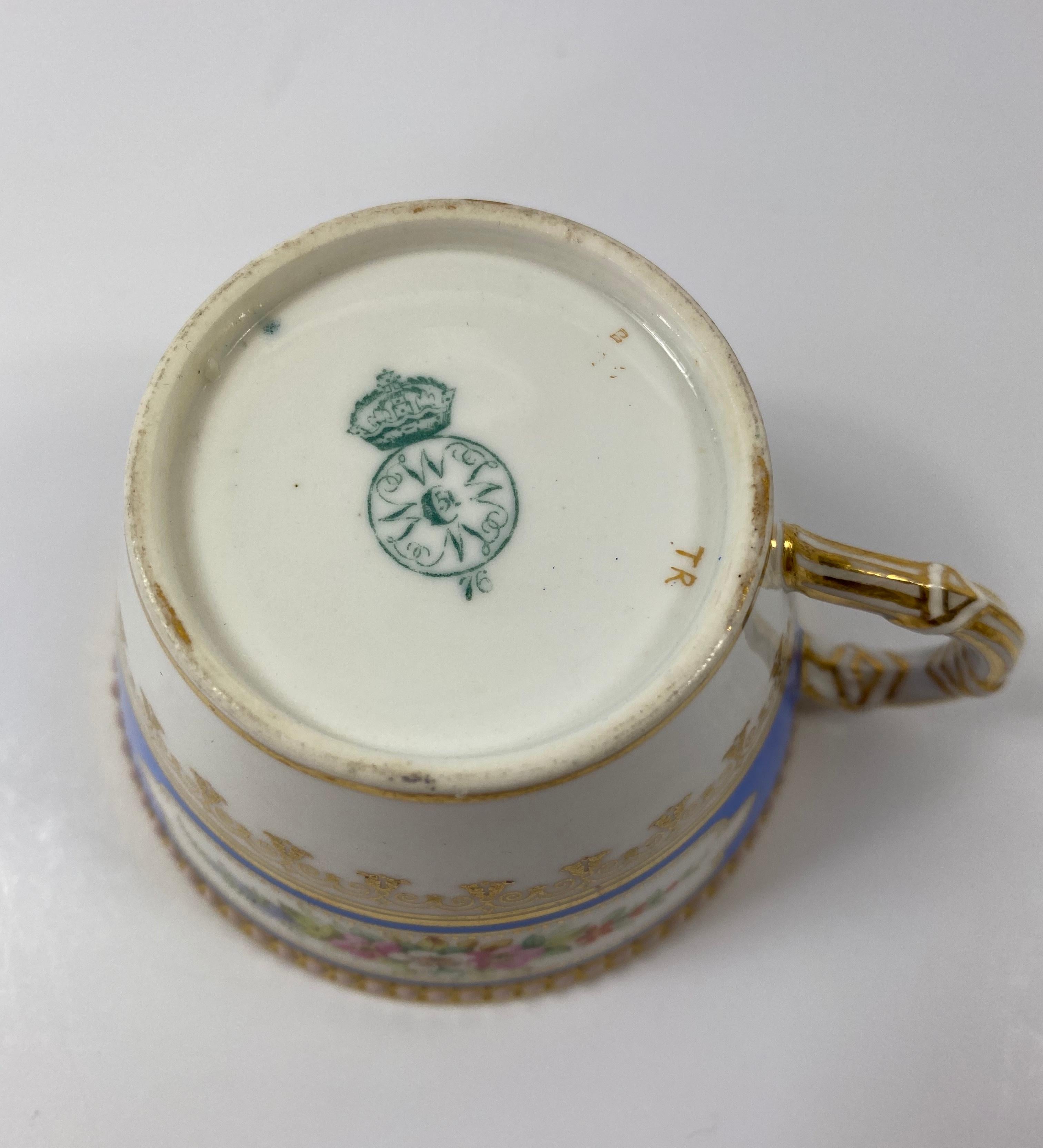 Porcelain Royal Worcester ‘Jewelled’ Cup and Saucer, Dated 1876