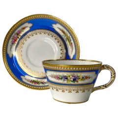 Antique Royal Worcester ‘Jewelled’ Cup and Saucer, Dated 1876