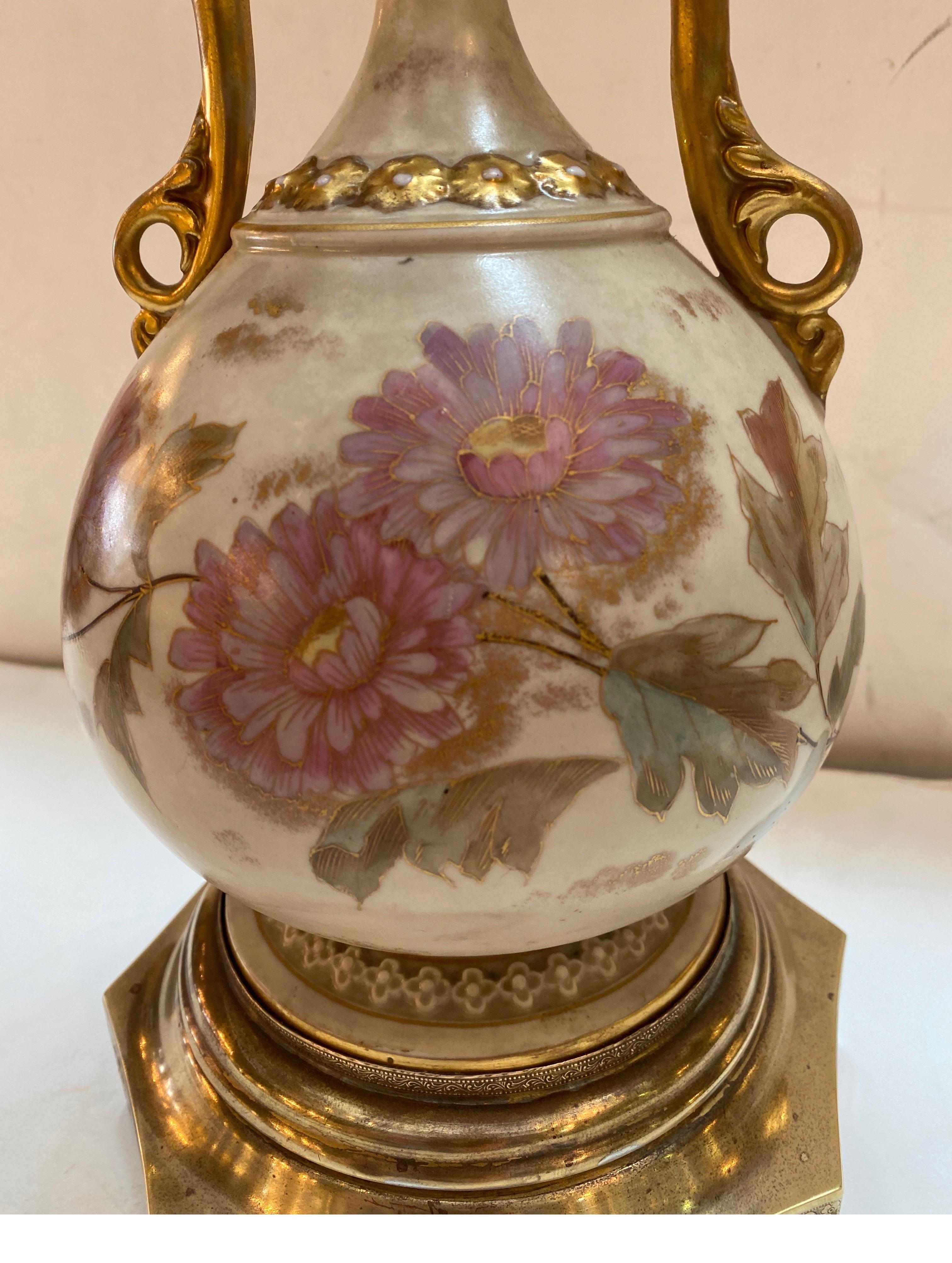 Hand-Painted Royal Worcester Lamp For Sale
