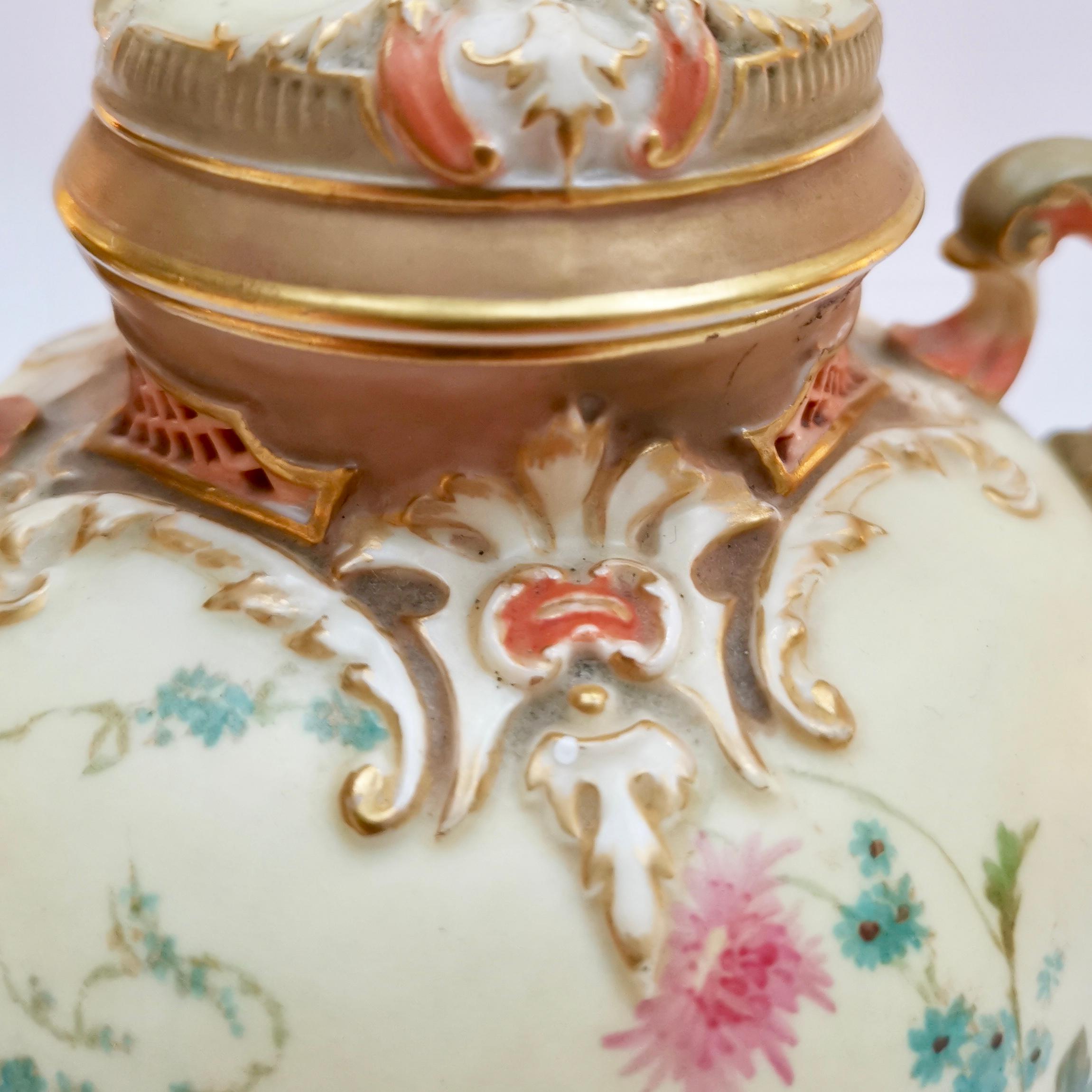 Early 20th Century Royal Worcester Lidded Potpourri Pot, Blush Ivory, 1914