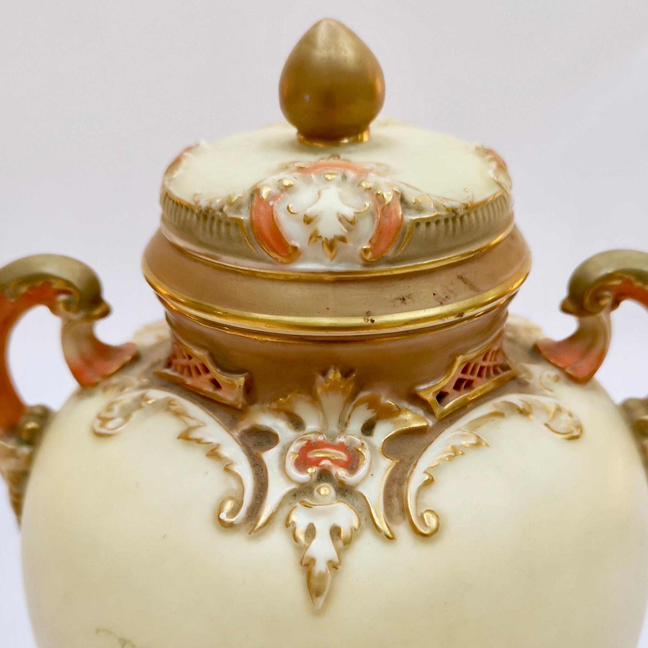 Royal Worcester Lidded Potpourri Pot, Blush Ivory, 1914 1