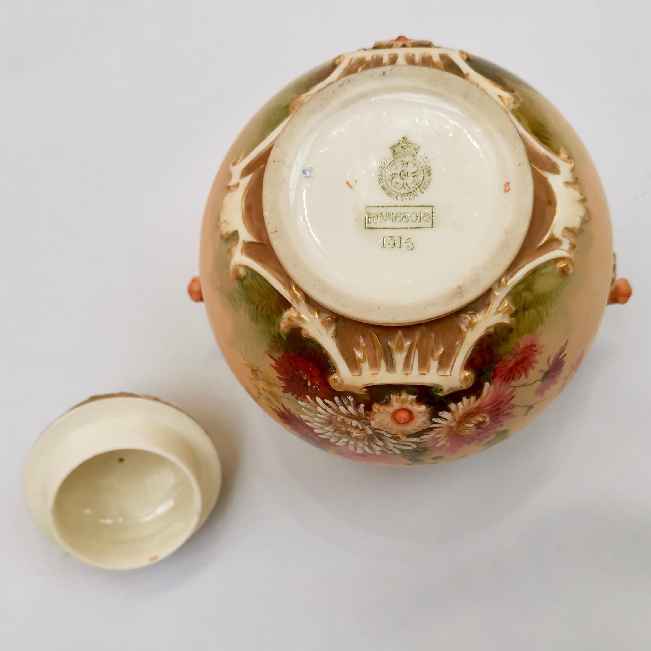 Royal Worcester Lidded Potpourri Pot, Blush Ivory, 1914 8