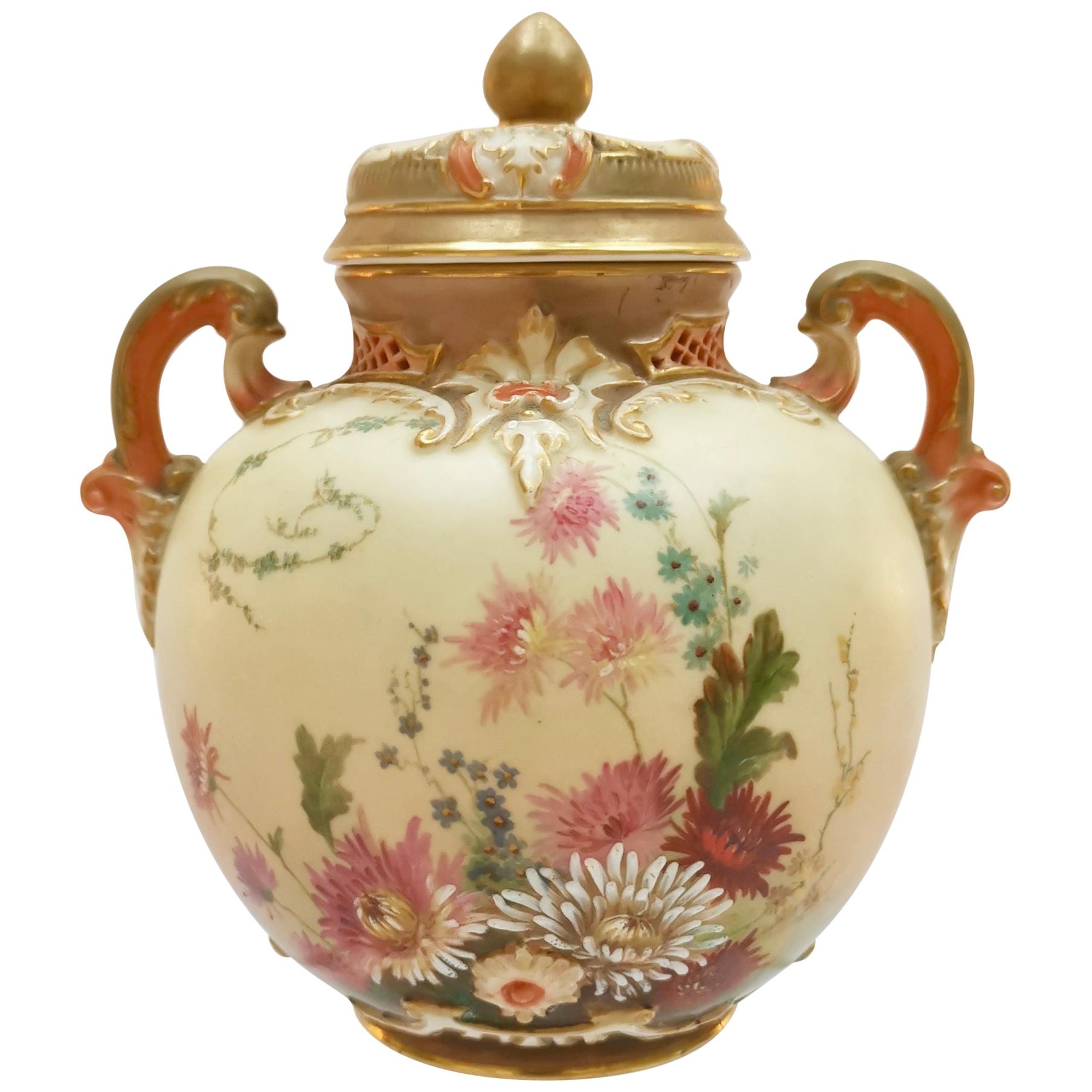 Royal Worcester Lidded Potpourri Pot, Blush Ivory, 1914