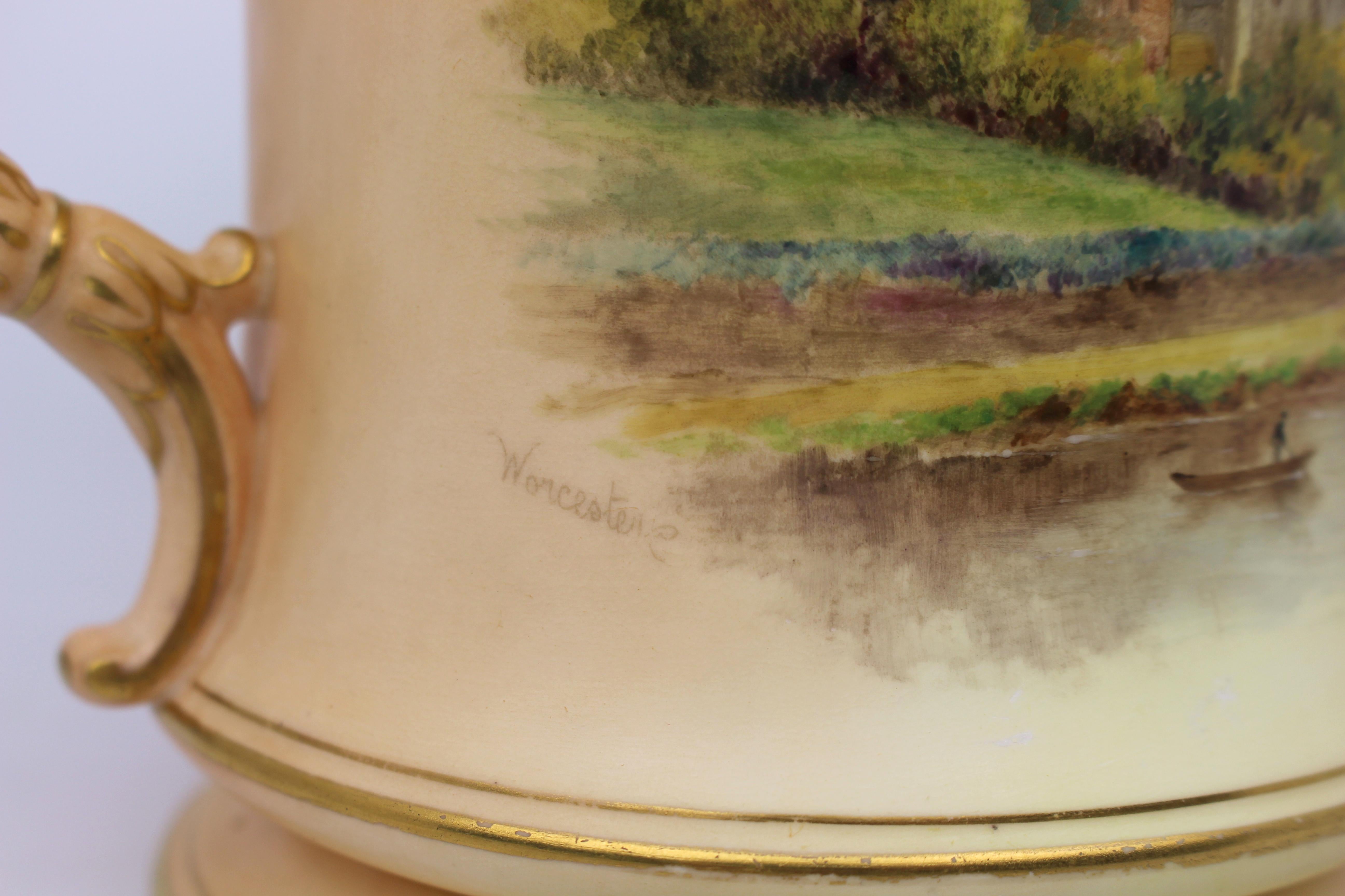 Royal Worcester Loving Cup – Hand-Painted Worcester Cathedral c.1902 For Sale 13