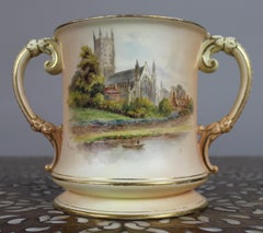 Royal Worcester Loving Cup – Hand-Painted Worcester Cathedral c.1902