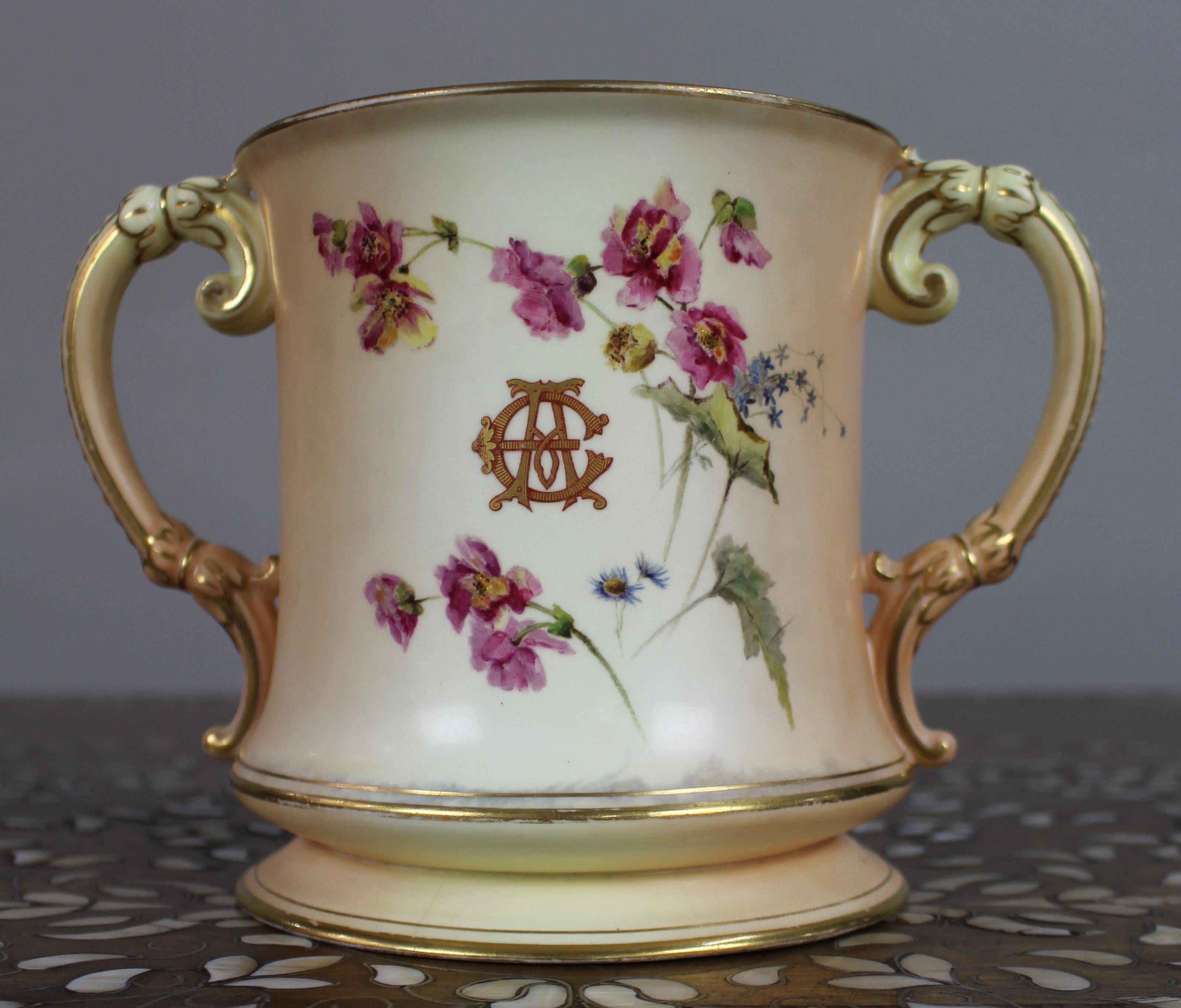 20th Century Royal Worcester Loving Cup – Hand-Painted Worcester Cathedral c.1902 For Sale