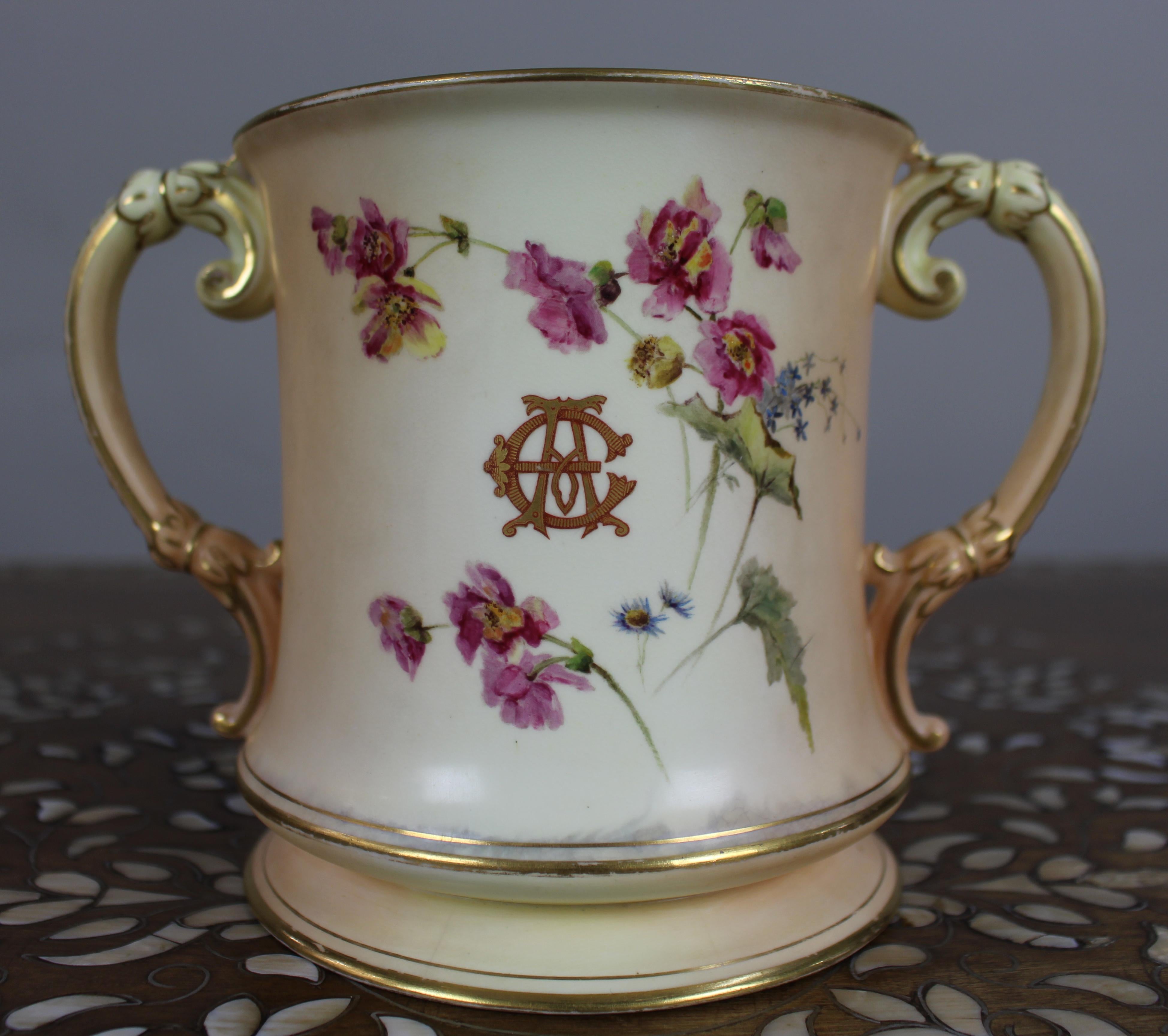 Royal Worcester Loving Cup – Hand-Painted Worcester Cathedral c.1902 For Sale 1