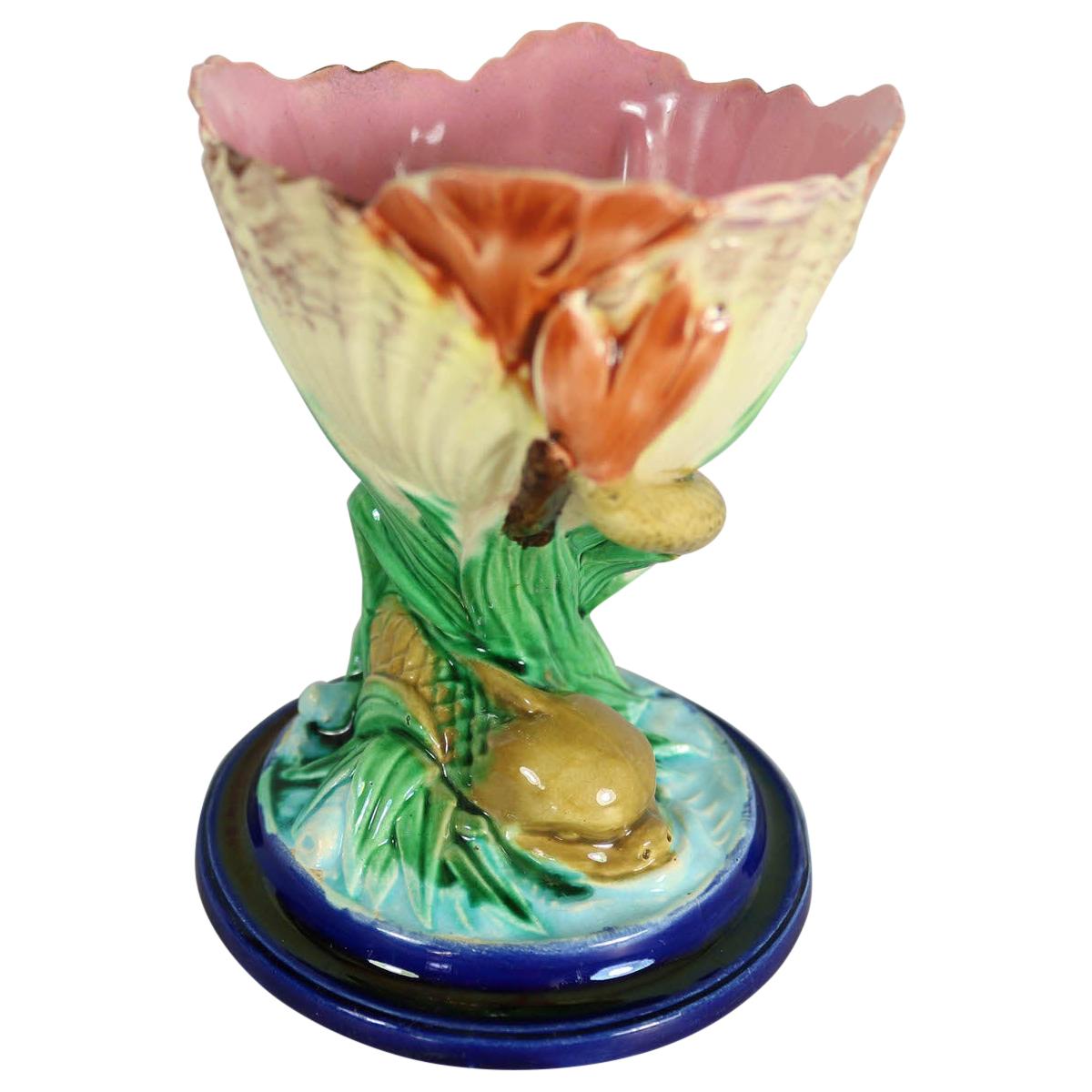 Royal Worcester Majolica Dolphin Posy Holder For Sale