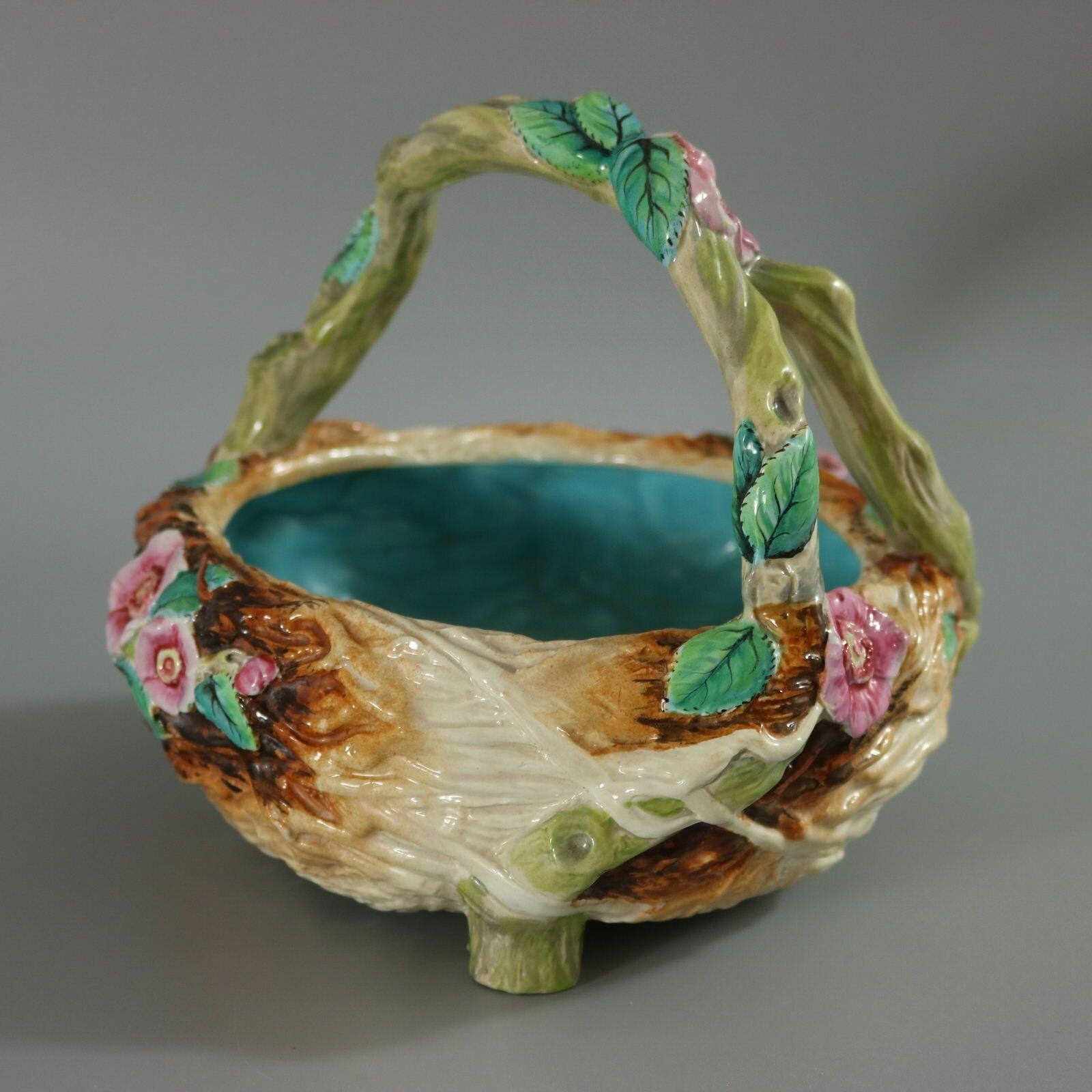 Late 19th Century Royal Worcester Majolica Floral Basket For Sale