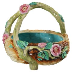 Royal Worcester Majolica Floral Basket