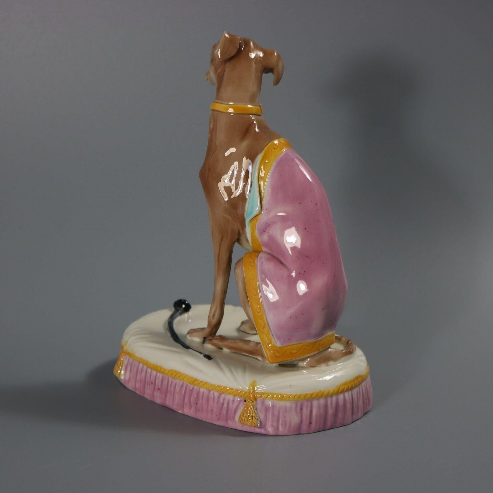 Majolica Figura di levriero in maiolica Royal Worcester in vendita