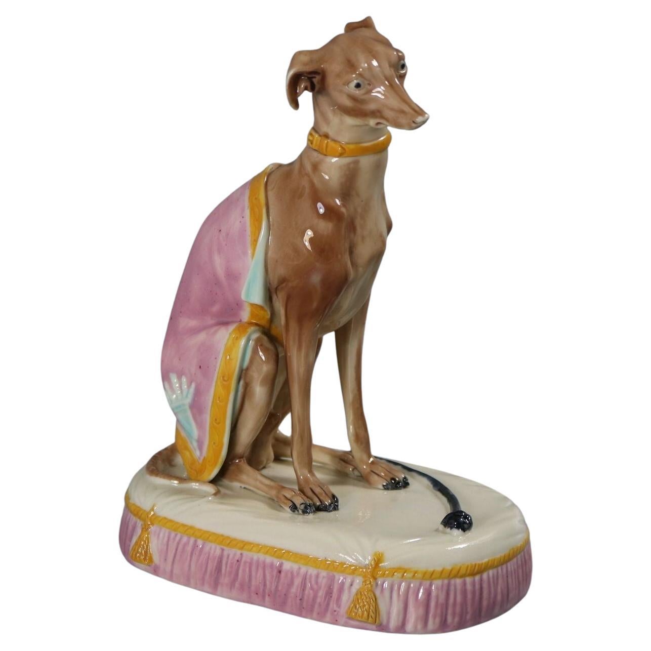 Royal Worcester Majolica Greyhound Figure