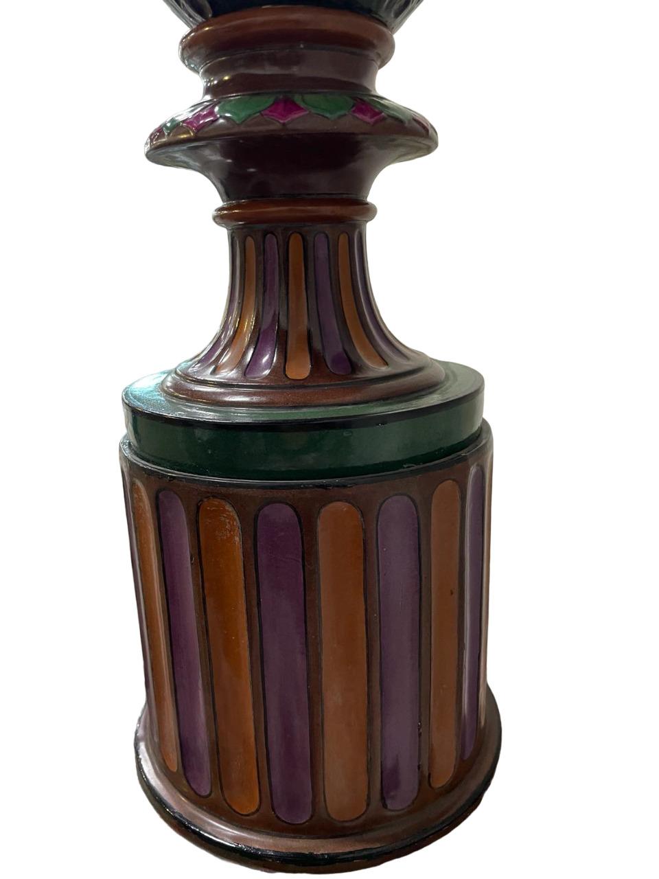 Grand piédestal Royal WORCESTER MAJOLICA  URN peint par Josiah Rushton, 1864 en vente 10