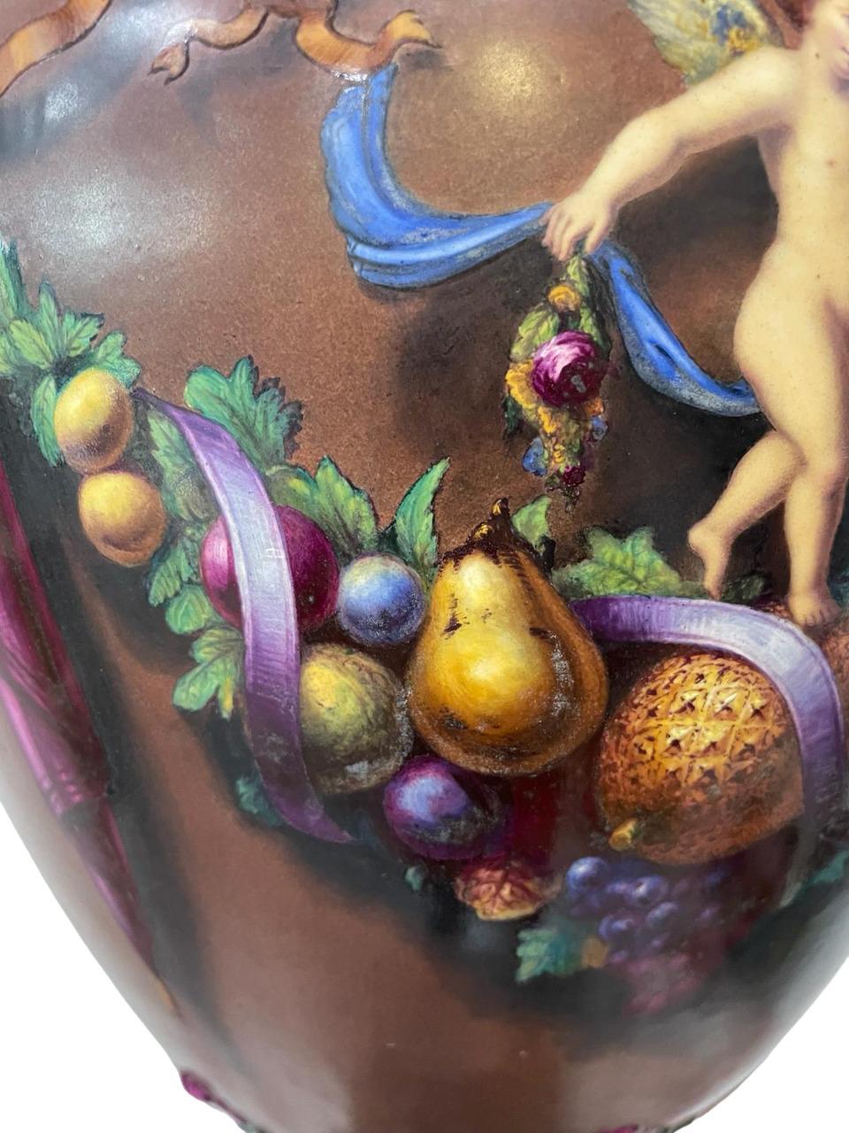 Royal WORCESTER MAJOLICA Large Pedestal  URN painted by Josiah Rushton, 1864 For Sale 1