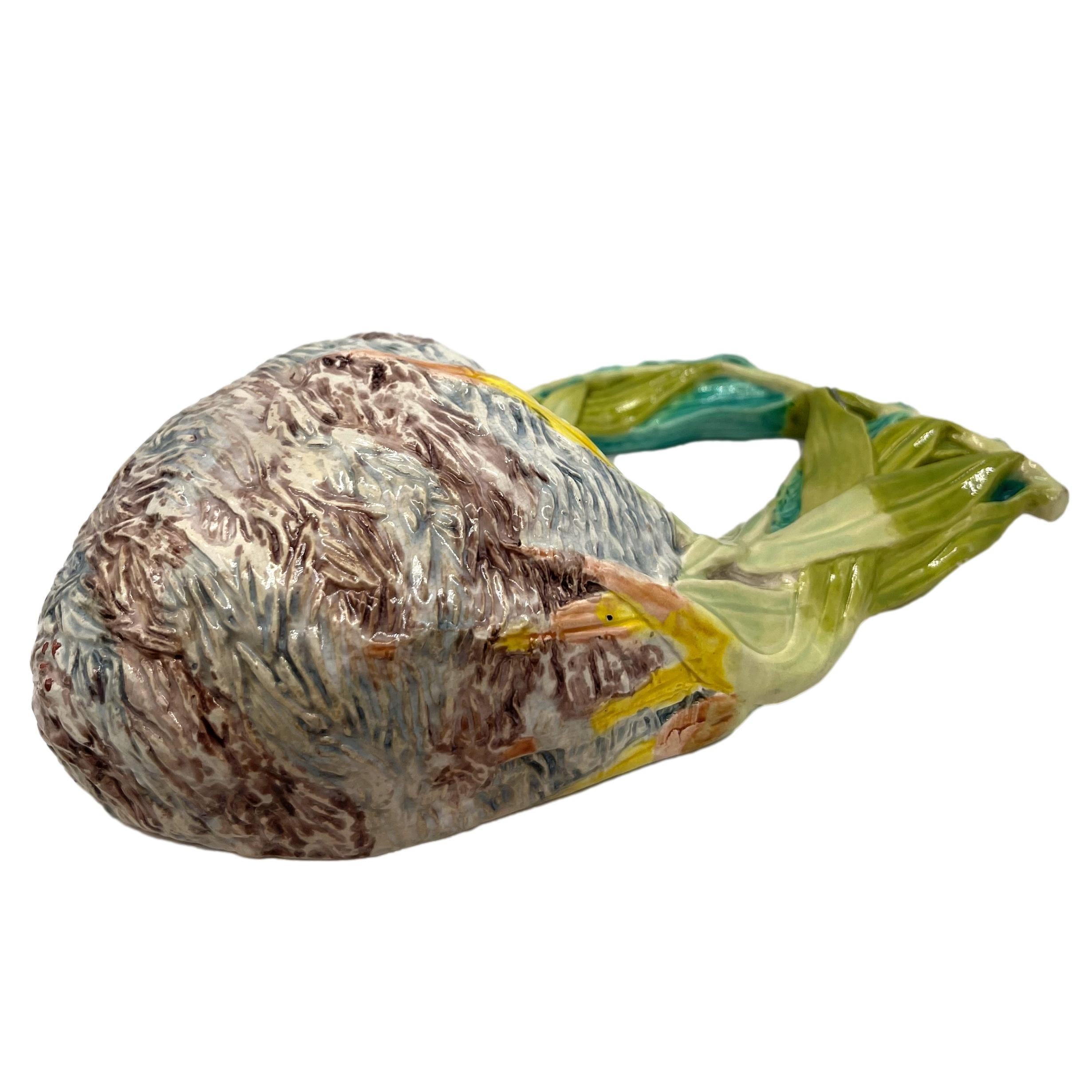 Victorian Royal Worcester Majolica Wall Pocket, Molded as a Bird's Nest, English, 1874