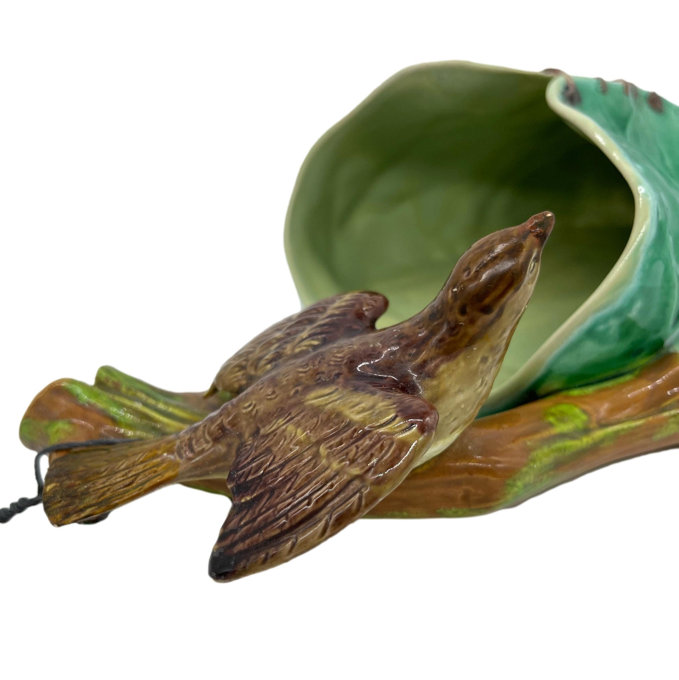 Royal Worcester Majolica Wall Pocket with Tailor Bird and Nest, ca. 1870 4