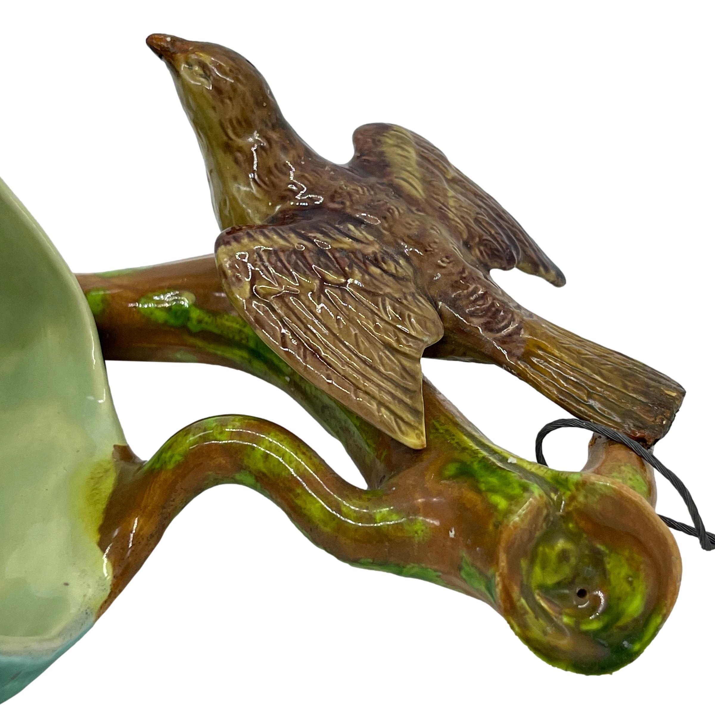Royal Worcester Majolica Wall Pocket with Tailor Bird and Nest, ca. 1870 2