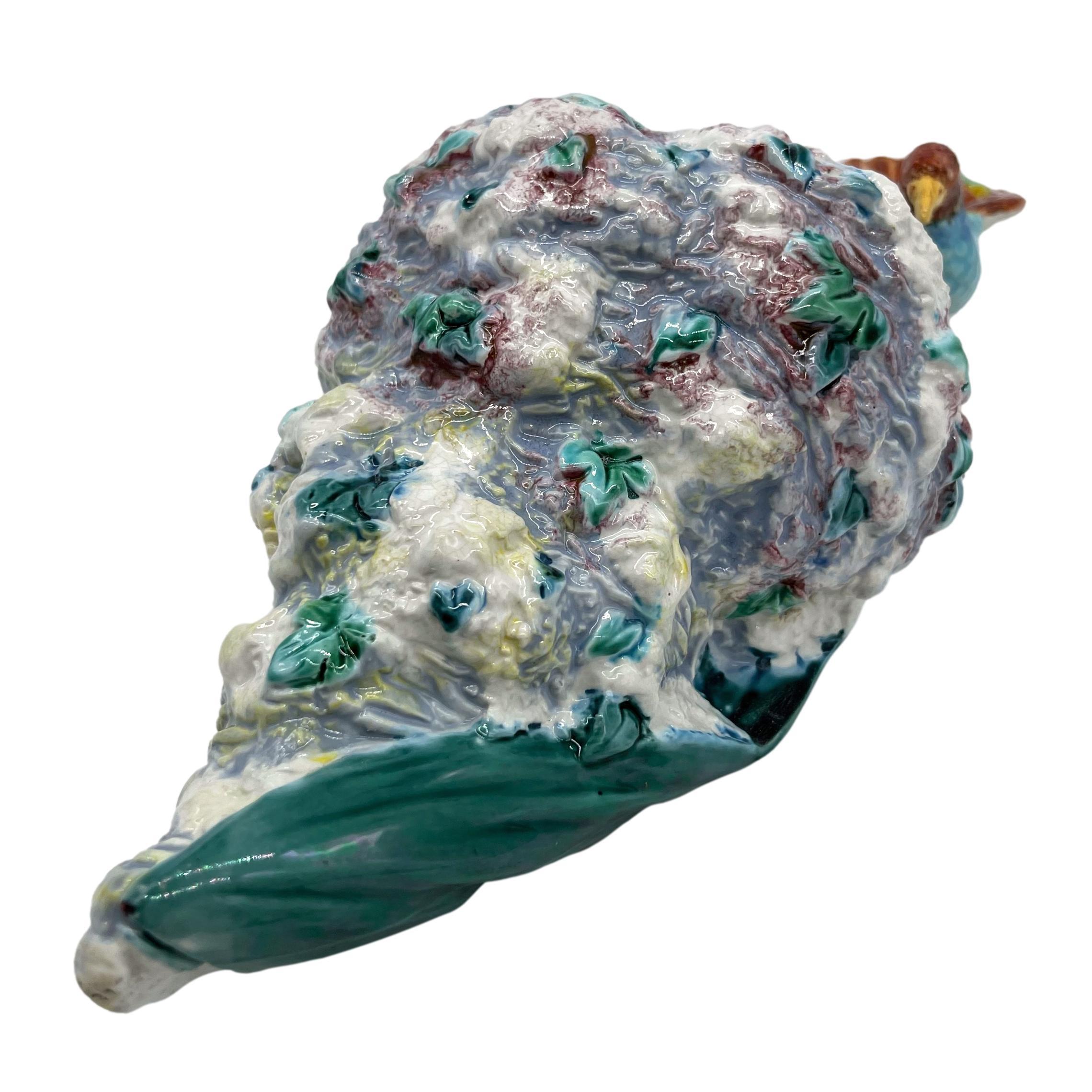 Royal Worcester Majolica Wall Pocket with Hummingbird and Nest, Dated 1868 For Sale 2